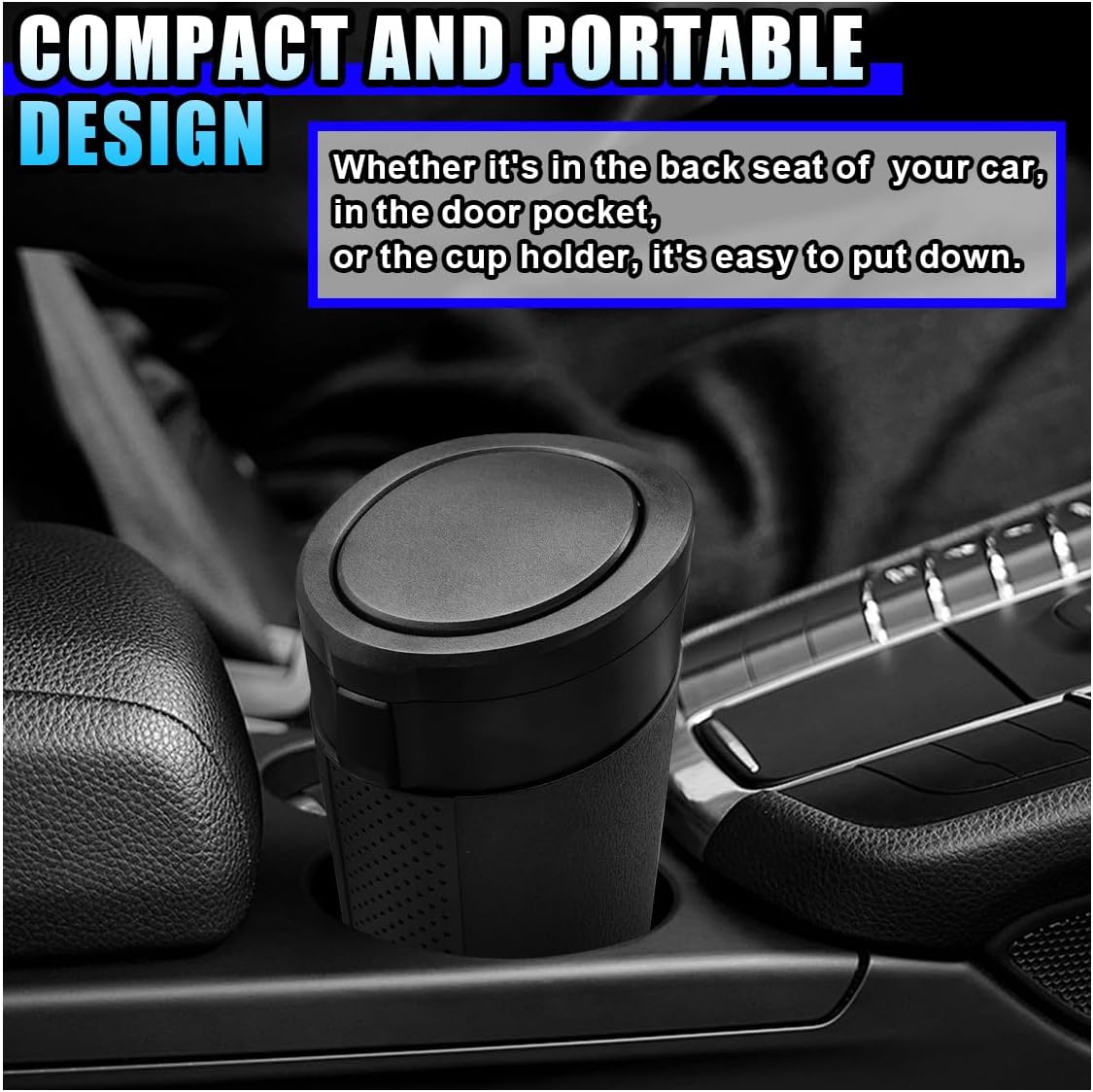 Car Trash Can Bin with Lid, Leakproof Automotive Side Door Garbage Can, Mini Vehicle Cup Holder Trash Bin, Portable Auto Organizers & Storage Accessories for Car, Home, Office (2PCS/Black)