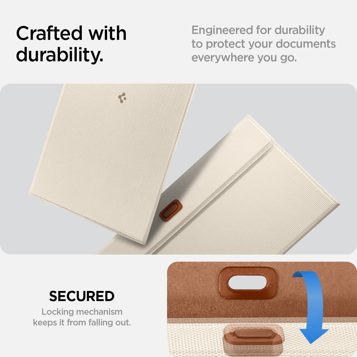 Spigen Hyper-Slim Car Registration and Insurance Card Holder for All Cars | ID License Car Essential Documents Holder [Tesla Model Y Juniper L (2026) & 3/Y/S/X/Cybertruck] - Dune Beige