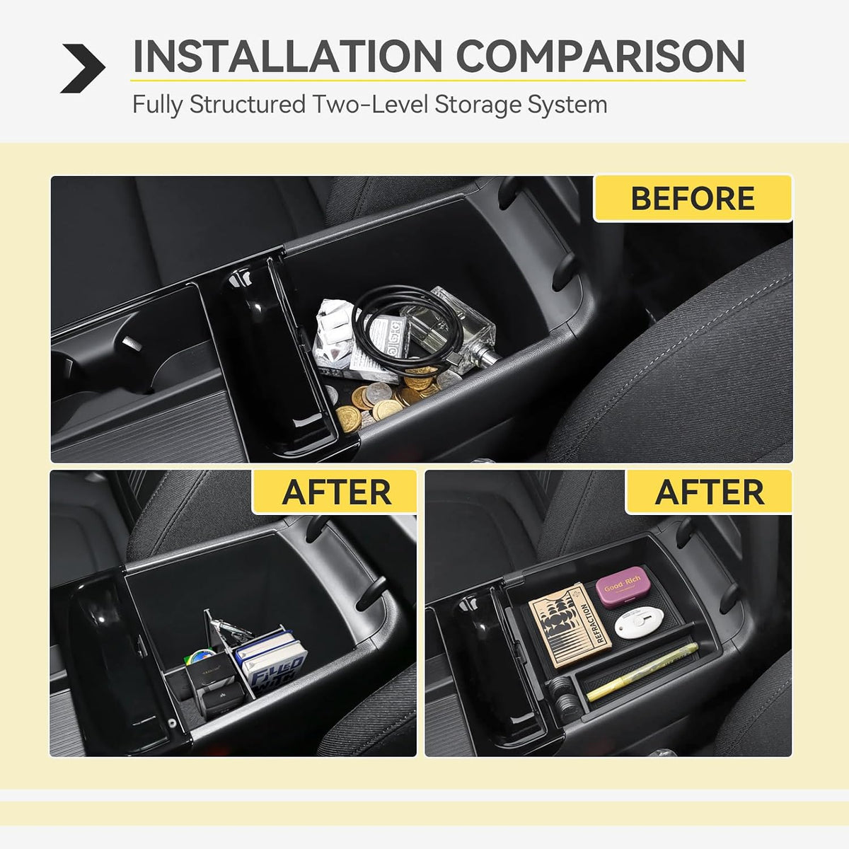 2PCS ABS Kit Center Console Organizer Tray For 2025-2026 Hyundai Tucson