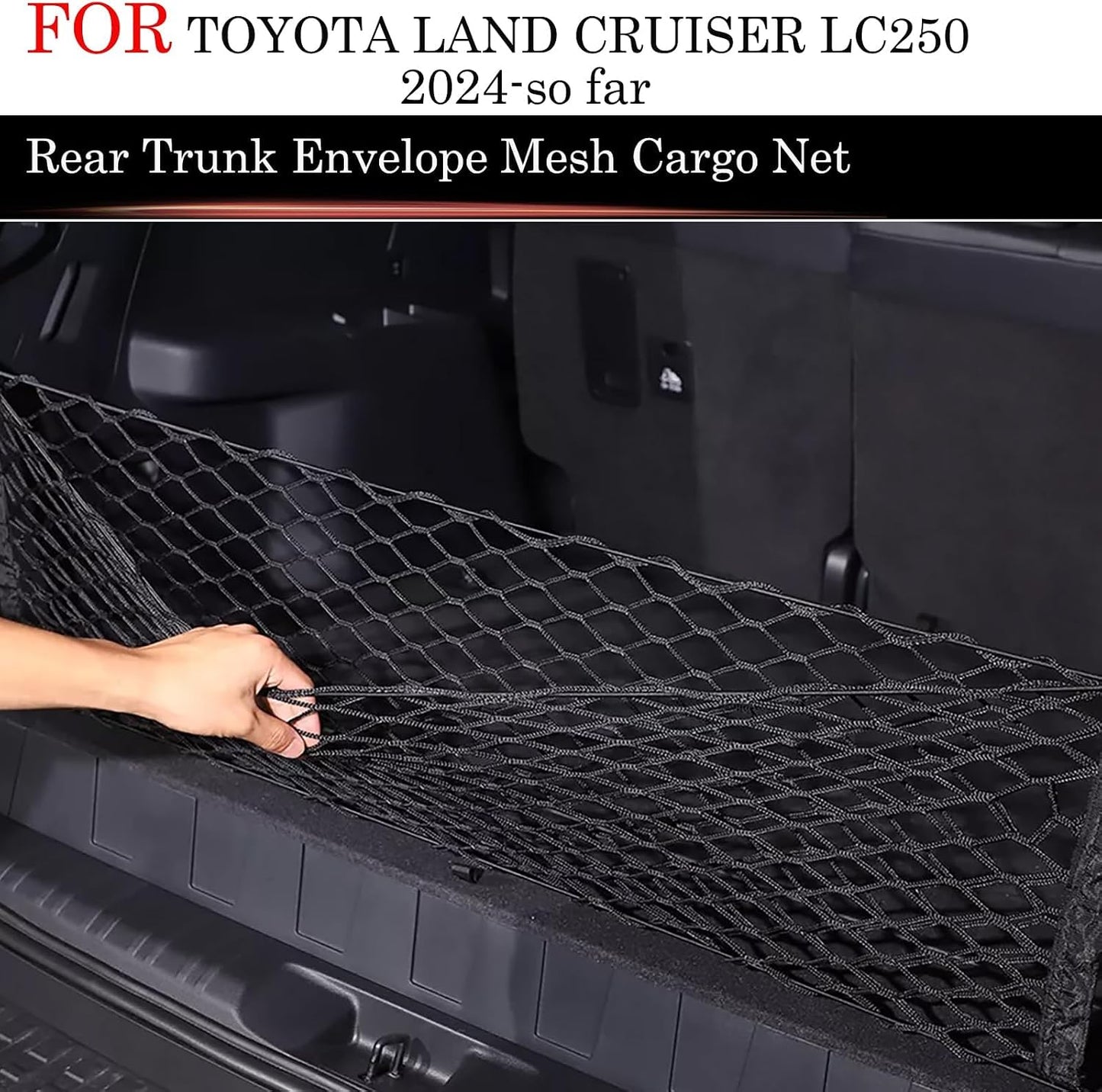 Rear Trunk Envelope Mesh Cargo Net Suitable for 2024 2025 2026 Toyota Land Cruiser 250 1958 Prado Lc250 J250 Rear Trunk Mesh Cargo Storage Net Bag