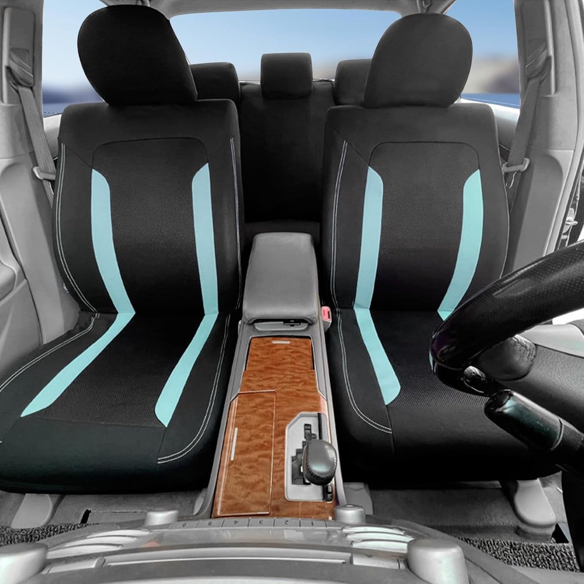 2 Pack Universal Car Seat Cover with Breathable Mesh Backrest,Comfortable Car Seat Protector with Foam Padding and Retaining Buckle,Highly Elastic Car Seat Covers Full Set (Mint)