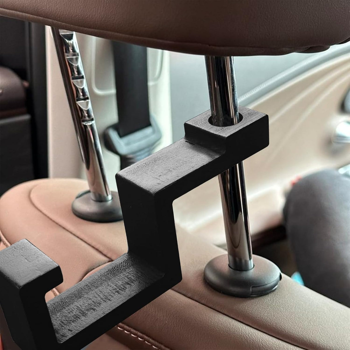 Hard Hat Holder for Truck Seat Bamboo Hard Hat Hook for Seatback, Headrest Hooks for Car, Portable Hard Hat Hanger, Holds Hard Hat and Vest with Ease (2)