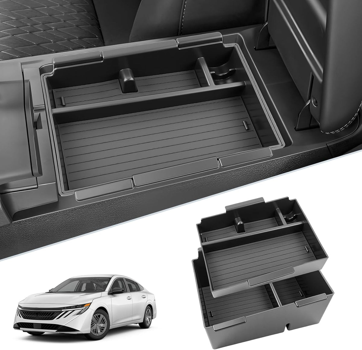 SKTU 2Pcs for 2024 2025 2026 Mazda CX-90 Accessories Center Console Organizer for 2024-2026 Mazda CX-90/2025 2026 Mazda CX-70 Console Tray Wireless Charging Mat 2025 2026 CX-90 Non-Slip Pad
