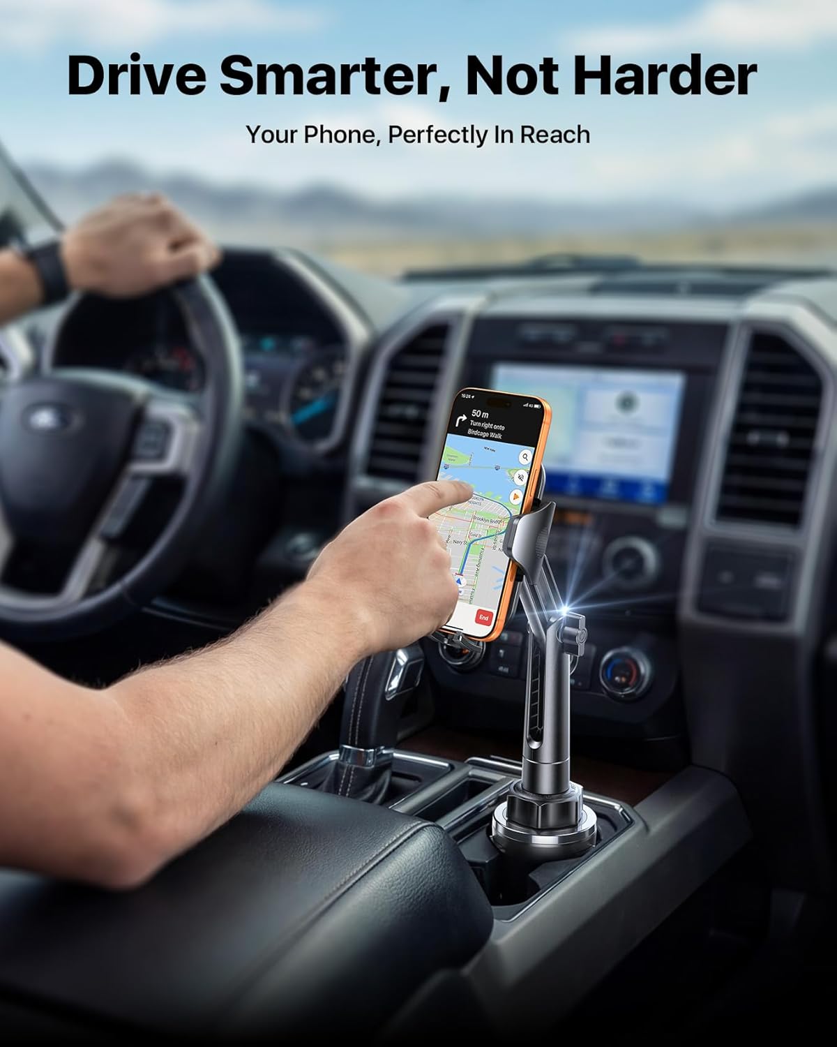 andobil [Upgrade Version Cup Phone Holder for Car Universal Adjustable Long Neck Car Phone Mount Cradle Friendly Compatible with iPhone Samsung Google and All 4.0-7.0 inches Smartphones