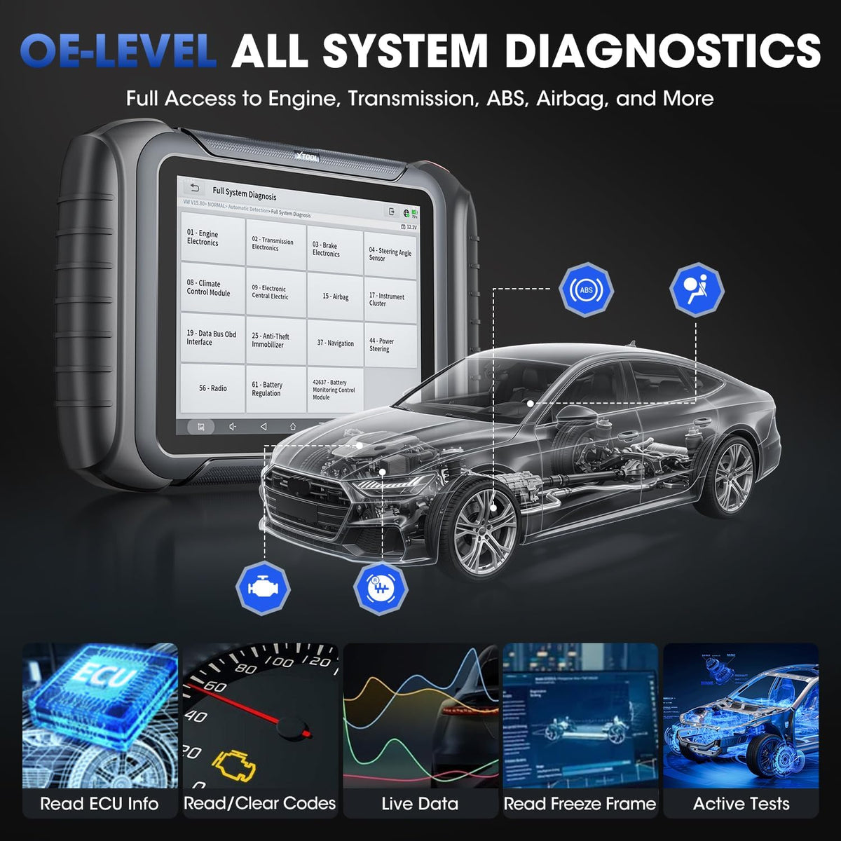XTOOL D8BT V3.0 OBD2 Scanner, Bidirectional Scan Tool, ECU Coding