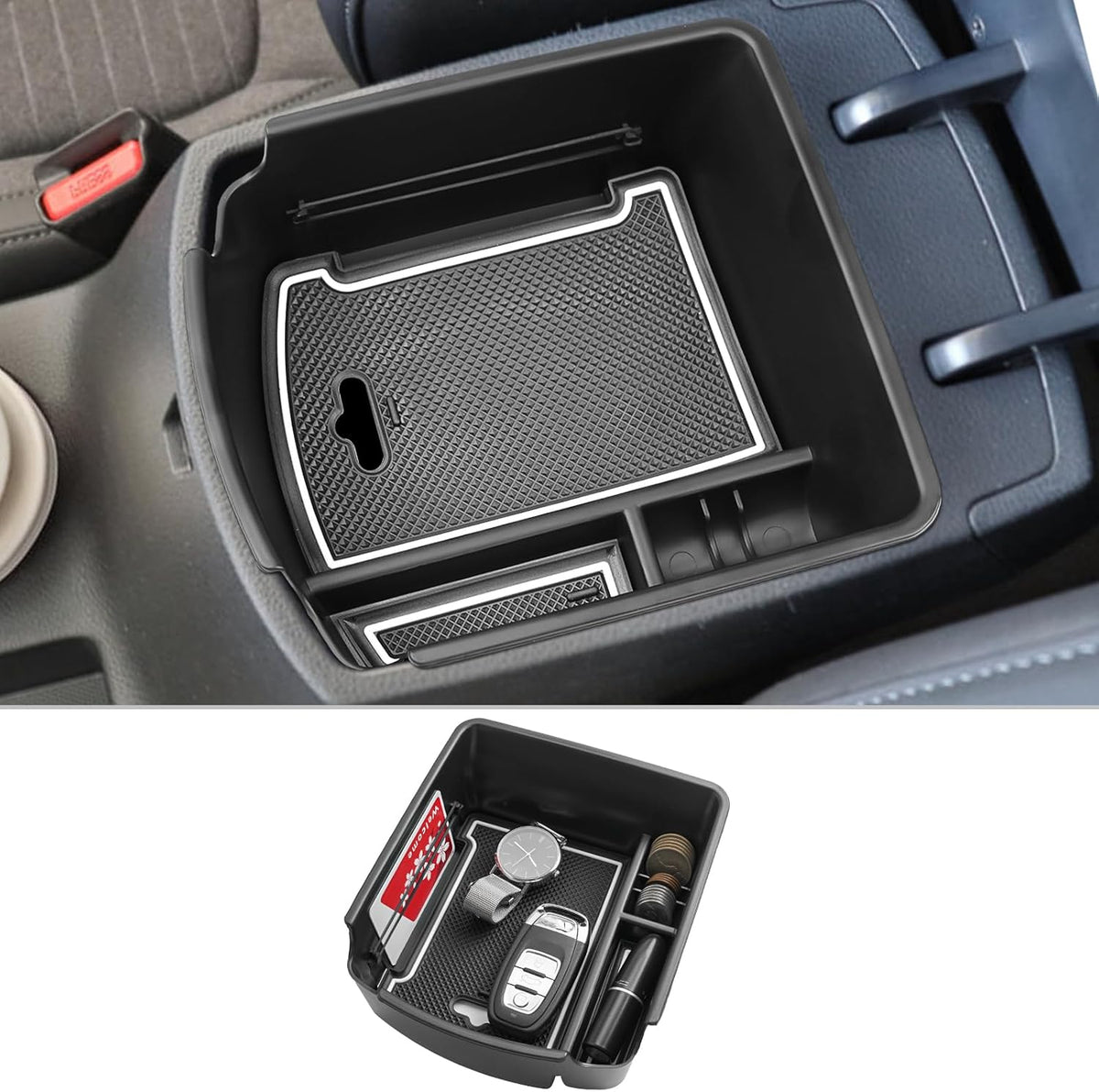 CDEFG 2020-2025 2026 Kia Seltos Center Console Organizer Tray for 2020-2024 2025 2026 Kia Seltos Accessories Middle Console Armrest Storage Box Secondary Insert Tray Coin Container