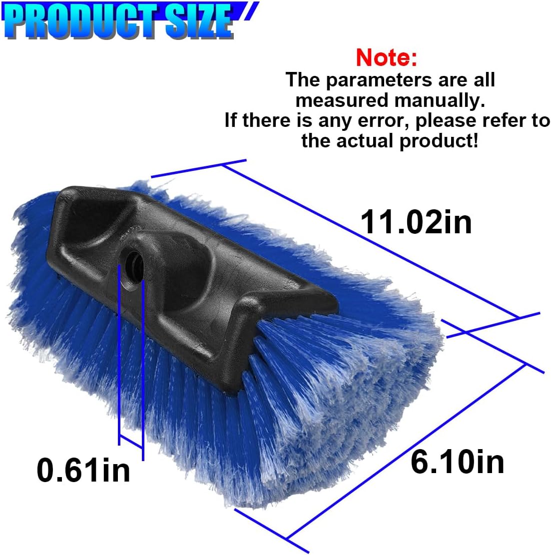 11" Car Wash Brush Head, Soft Bristle Auto Cleaning Brush (Blue)