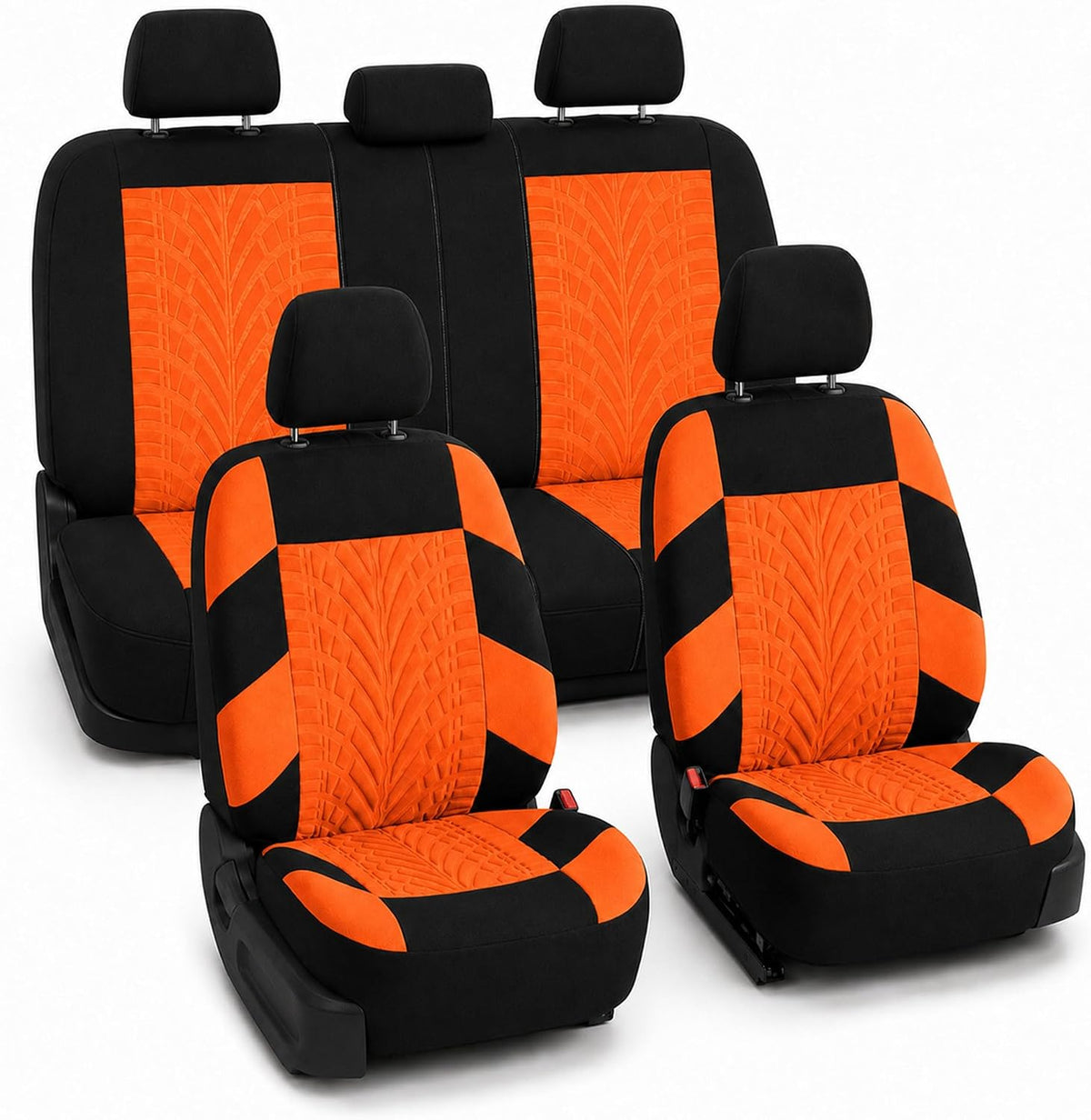 FH Group Full Set Travel Master Car Seat Covers, Airbag and Split Rear Car Seat Cover Universal Fit Interior Accessories for Cars Trucks SUV, Automotive Seat Covers, Orange