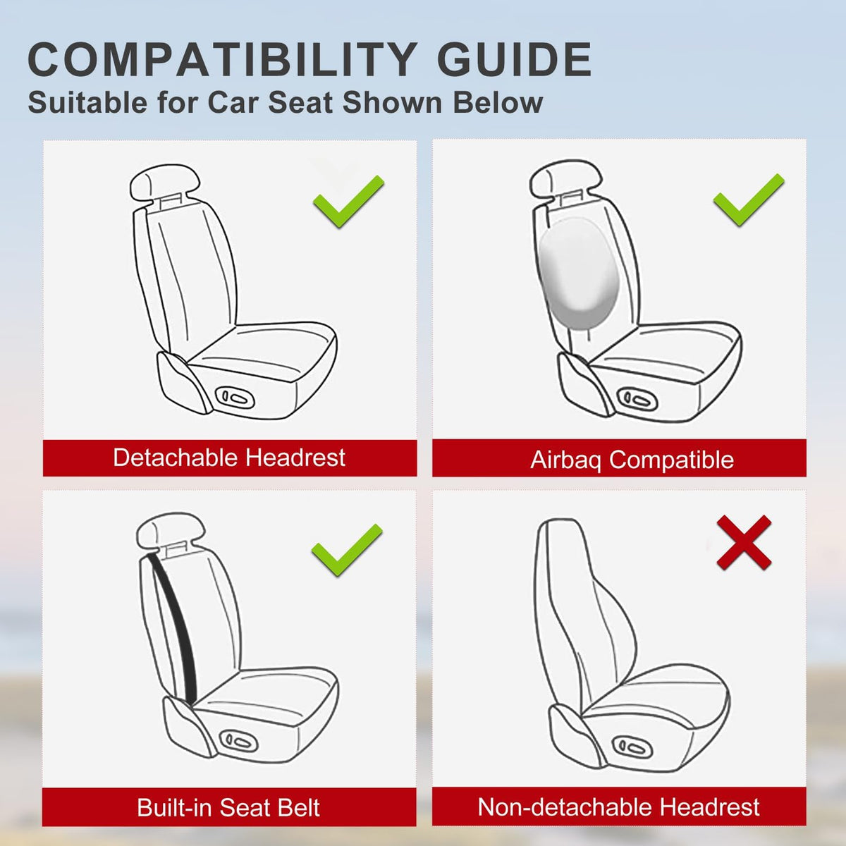 1 Pack Black Ventilated Cooling Car Seat Covers for Summer