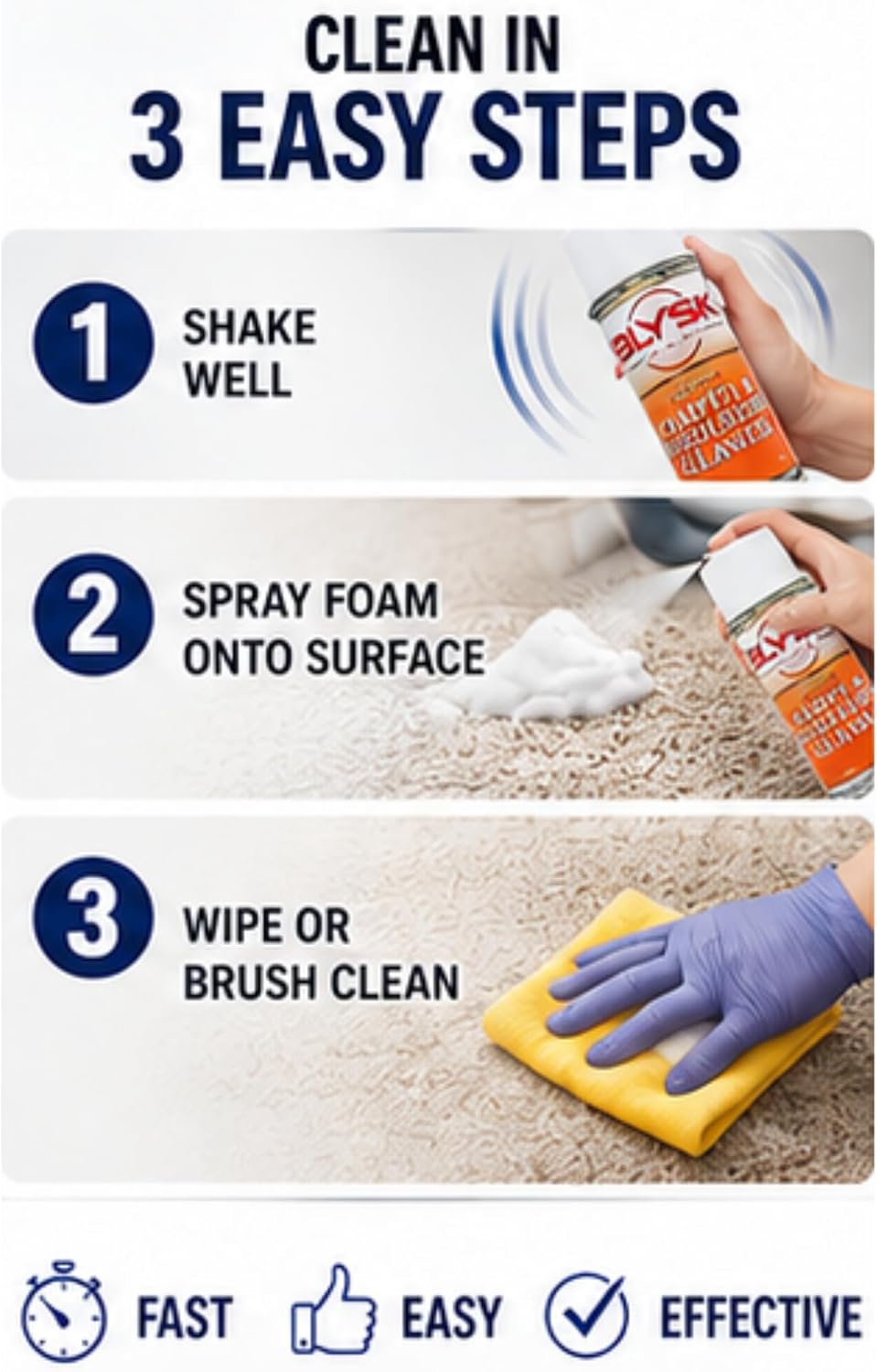 Carpet & Upholstery Cleaner, 20 oz, Foaming Formula | Odor Control, Stain Lift, Deep Clean, Fabric Care, Floor Mats, Interior Use, Furniture Care, Fast Action, Dirt Removal