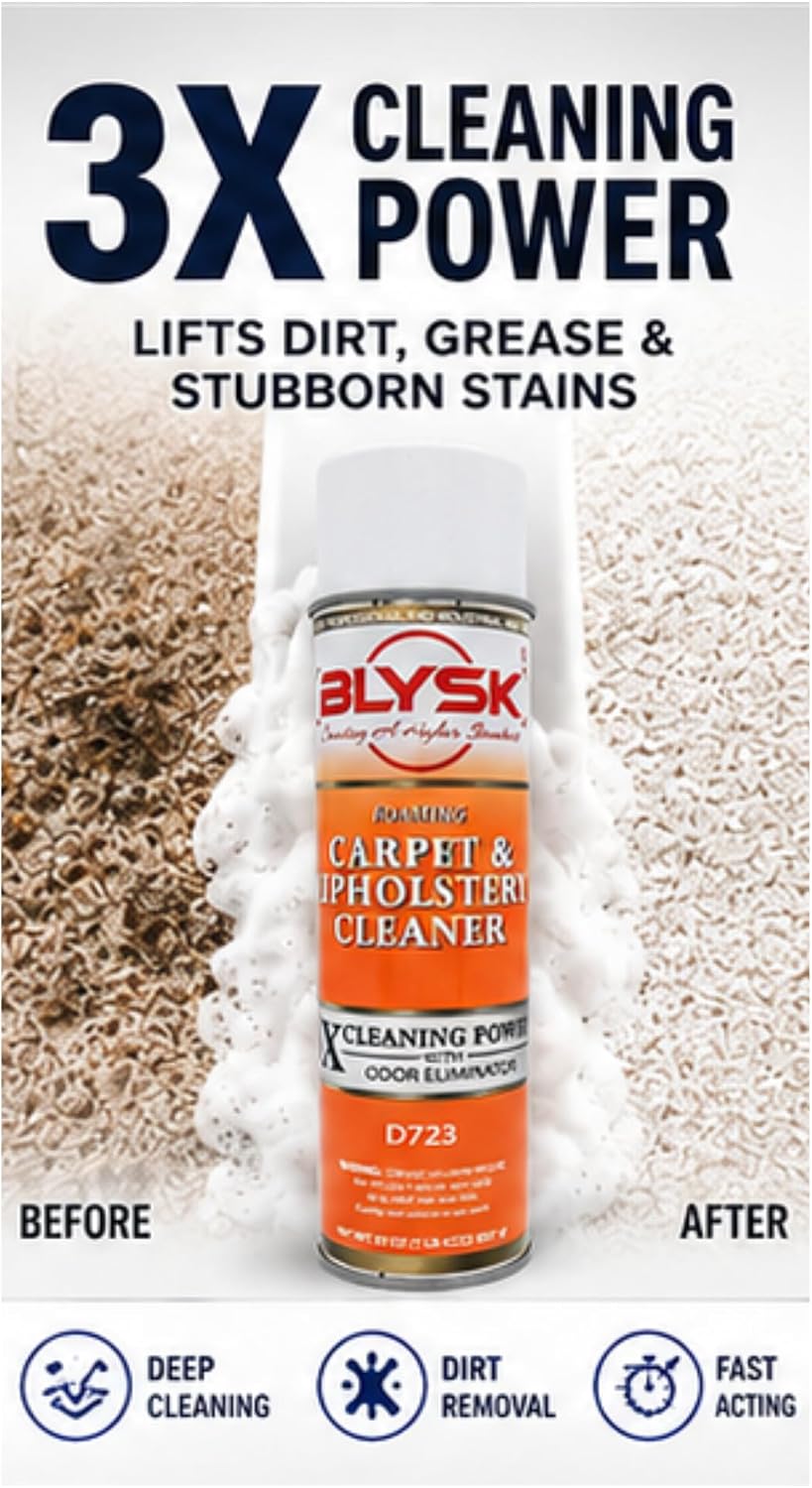 Carpet & Upholstery Cleaner, 20 oz, Foaming Formula | Odor Control, Stain Lift, Deep Clean, Fabric Care, Floor Mats, Interior Use, Furniture Care, Fast Action, Dirt Removal