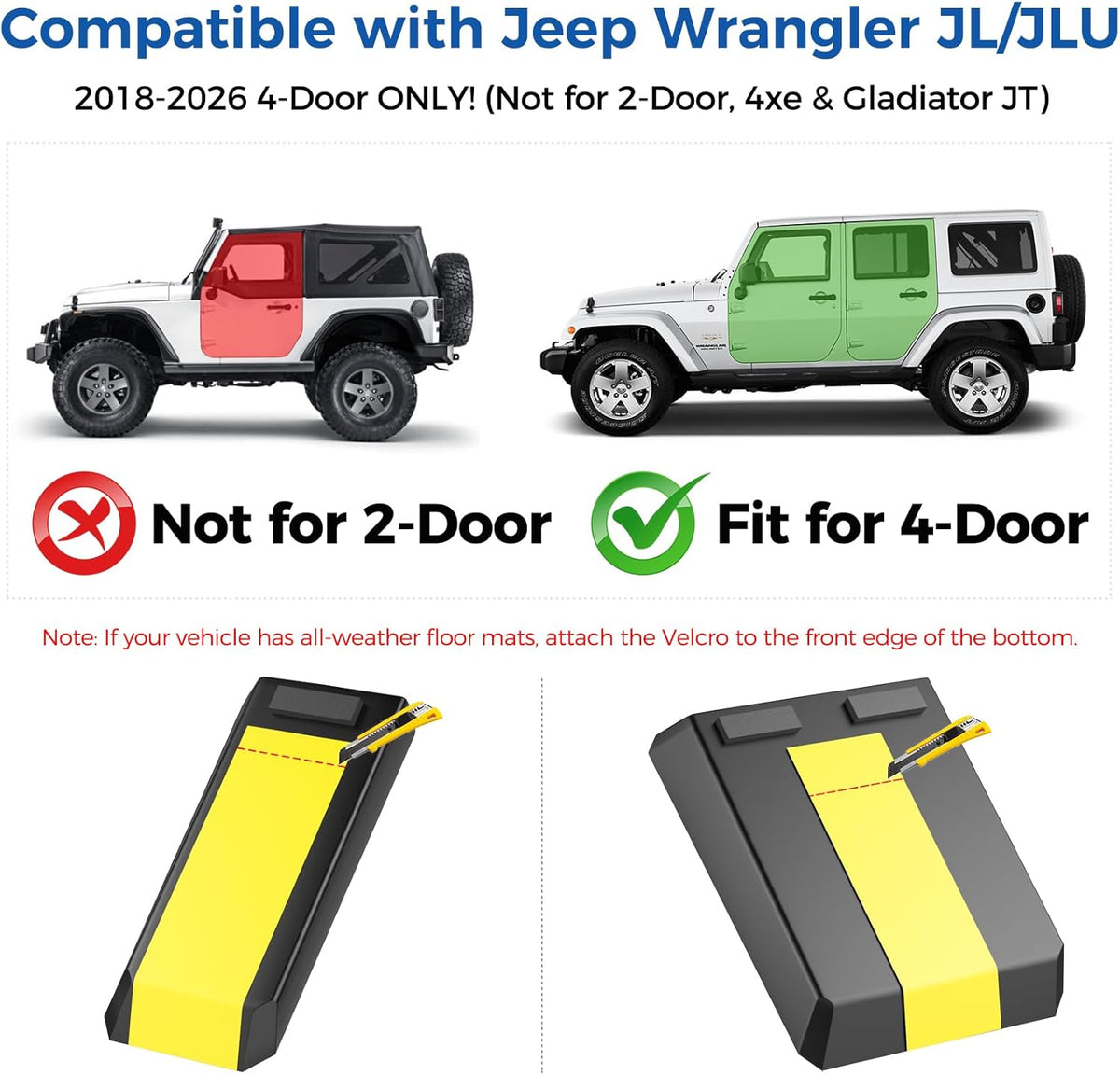 DIAMOOKY Rear Under Seat Storage for Jeep Wrangler JL JLU 2018 2019 2020 2021 2022 2023 2024 2025 2026 4-Door Accessories, Under Back Seat Organizer Tool Box (Not for 2-Door, 4xe & Gladiator JT)