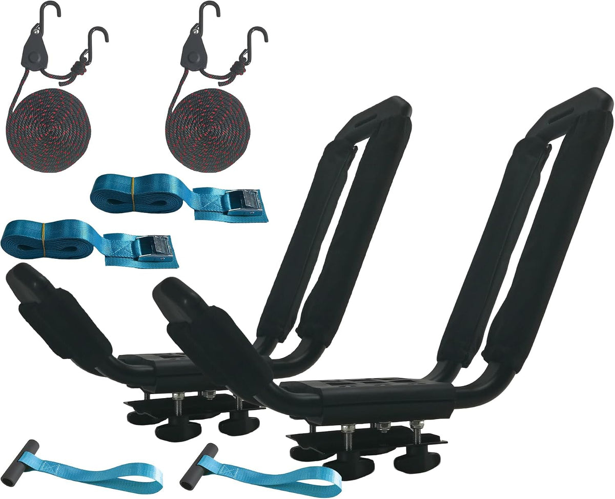 Kayak Roof Rack - Low Noise Elliptical Aluminum, Universal | For Cars/SUVs, Holds Kayaks, Canoes, SUPs, 100Lb Capacity