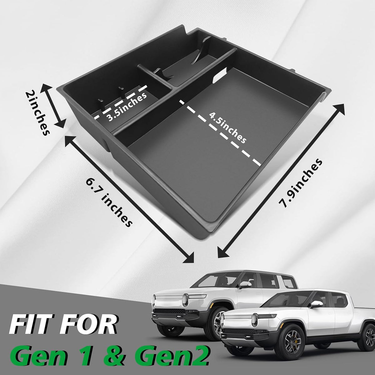 BestEvMod Center Console Organizer for 2022-2026 Rivian R1T/R1S (V3 Yellow)