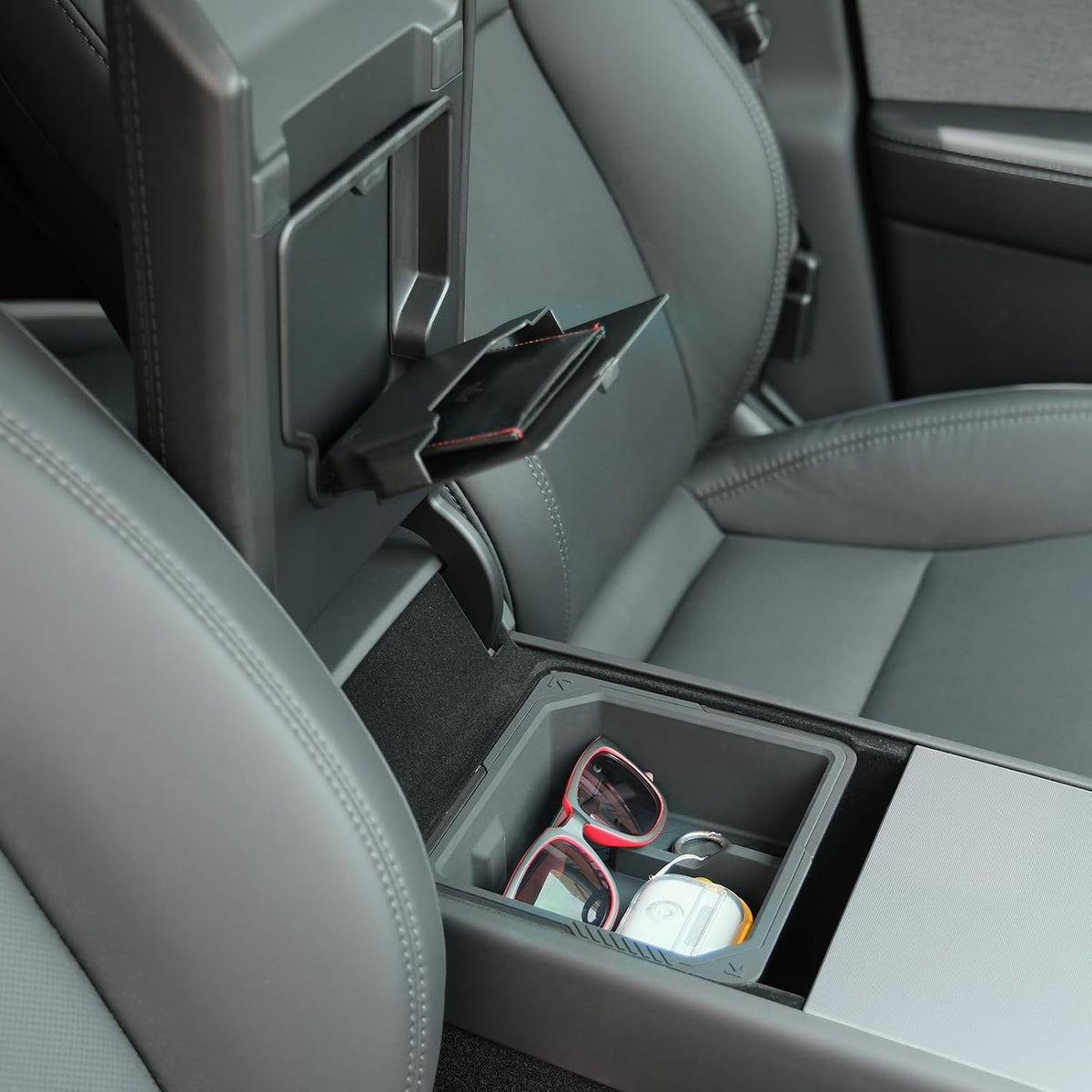 Jawjut Center Console Organizer for 2025 2026 Tesla Model Y Juniper – 3PCS Hidden Console & Armrest Organizer (Black)