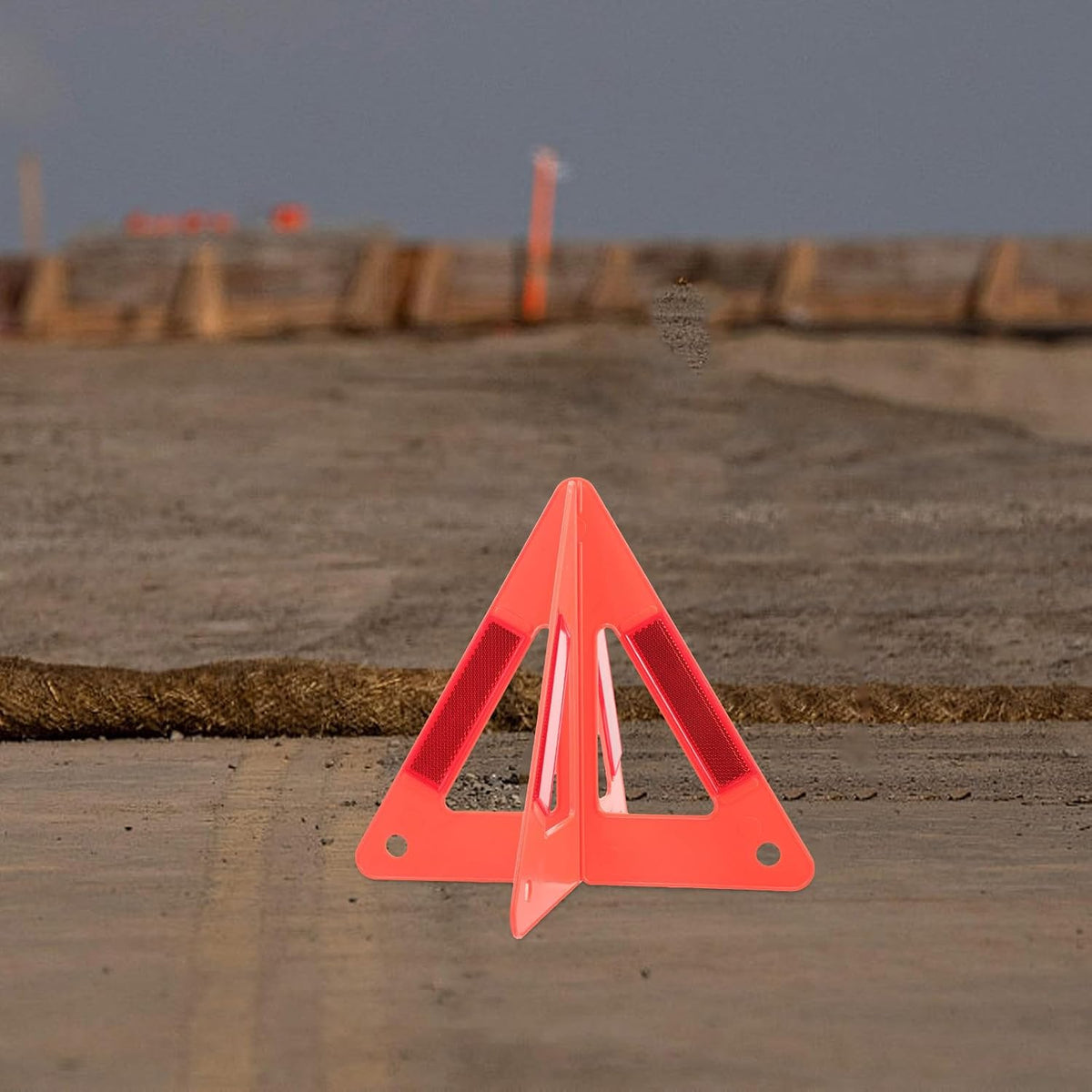 Reflective Triangle Warning Sign for Roadside Safety and Vehicles