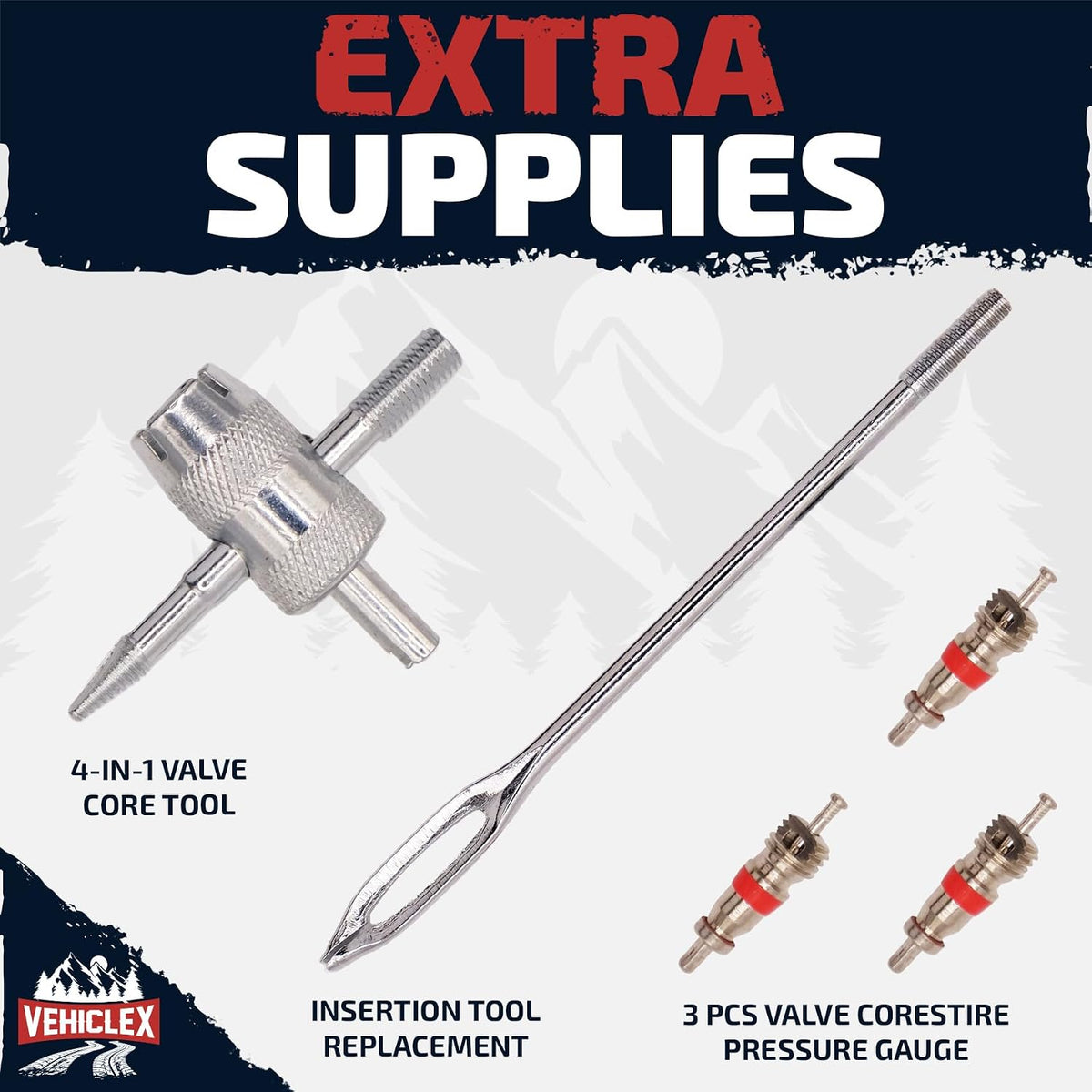 Vehiclex Tubeless Tire Repair Kit with Aluminum T Handle Tools and Pliers