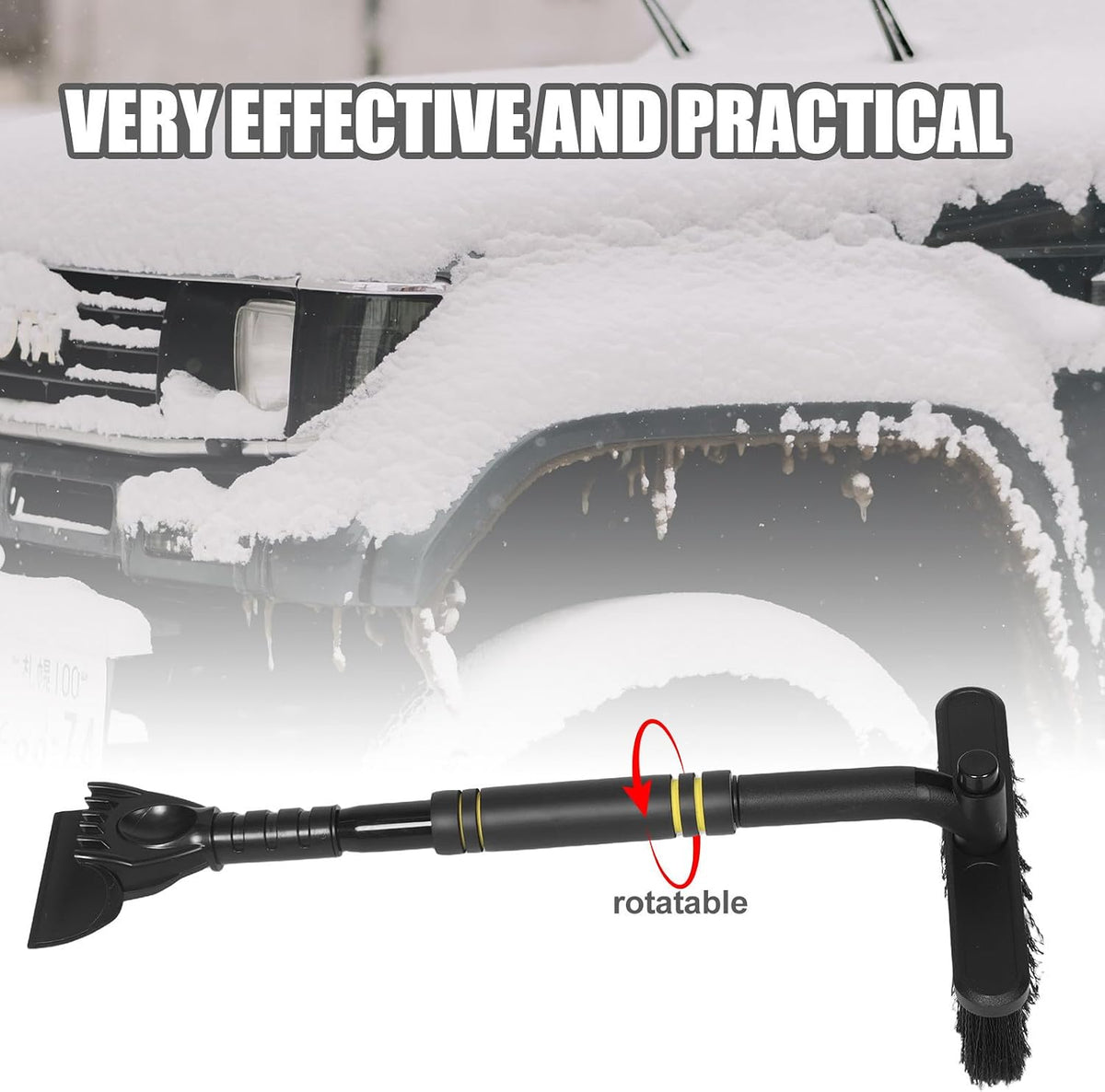 Extendable Car Snow Brush Scraper for Windshield, Detachable Plastic