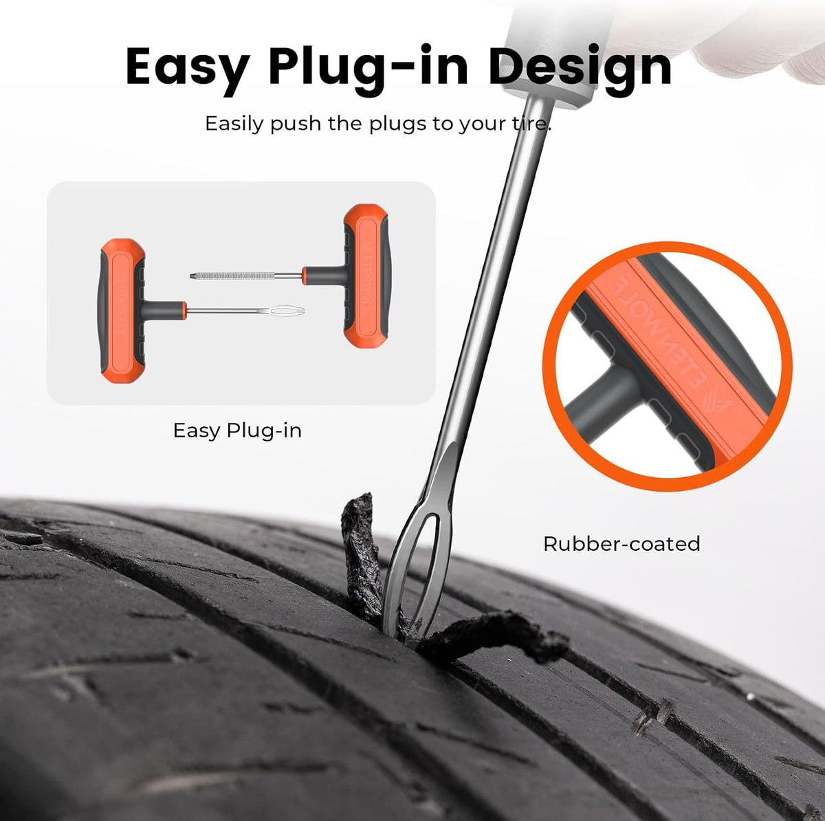 ETENWOLF Flat Tire Repair Kit with Plugs 16 Pcs, Heavy Duty Tire Plug Kit