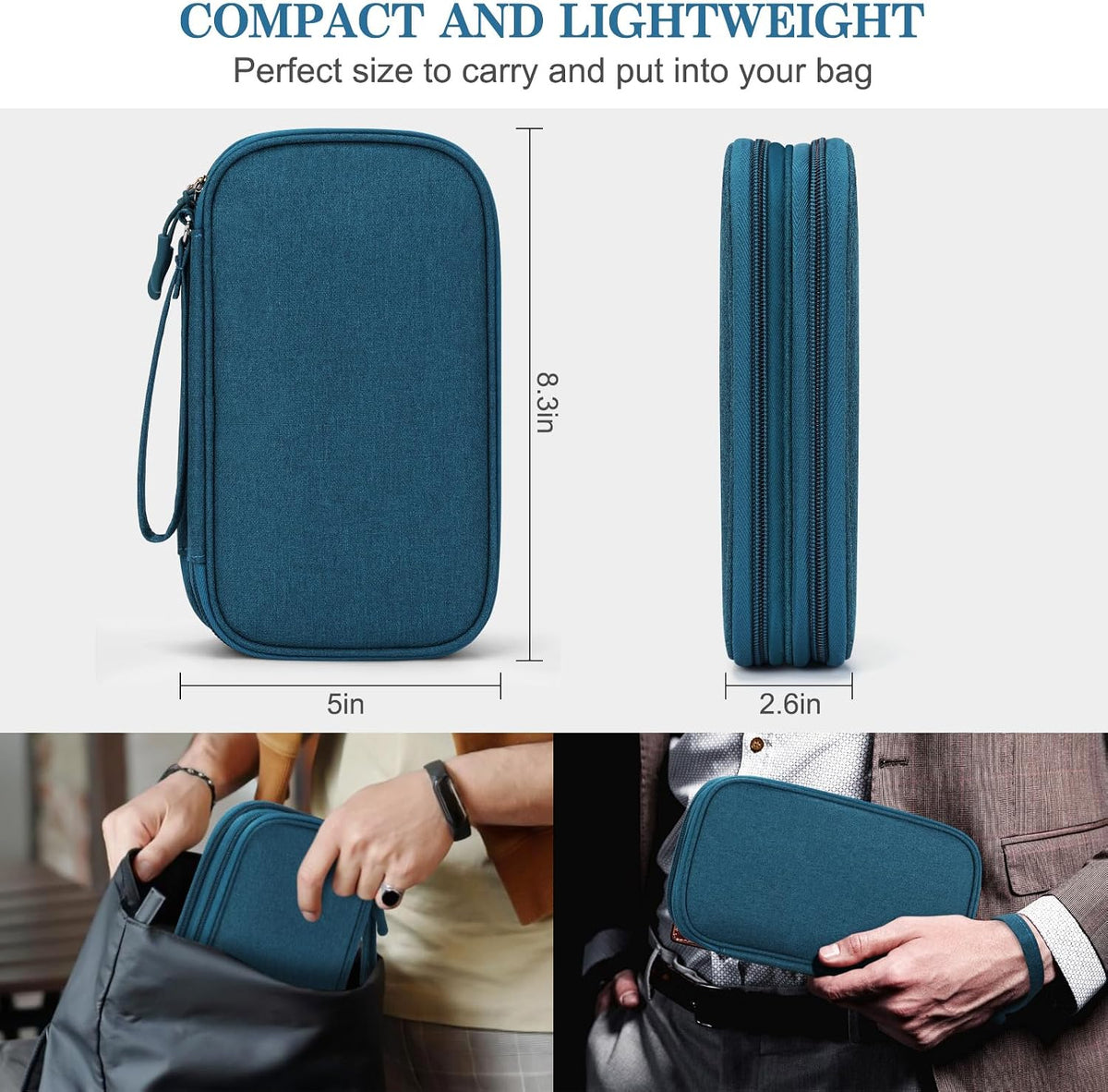 FYY Electronic Organizer, Travel Tech Pouch Bag, Medium, Dark Green