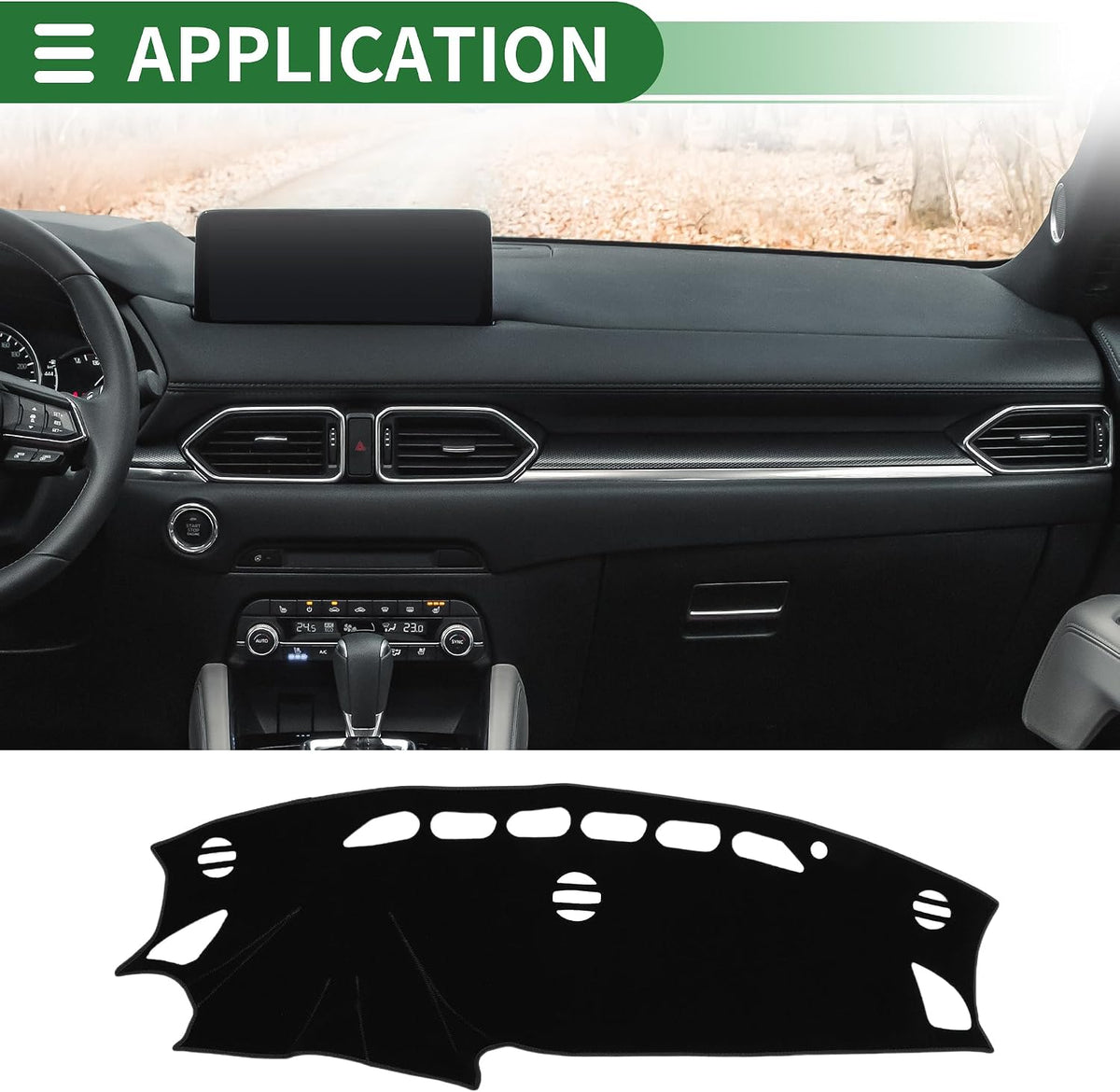 Motoforti Dash Cover, Non-Slip Dashboard Carpet Mat for Mazda CX-5 2012-2016, Polyester, Black