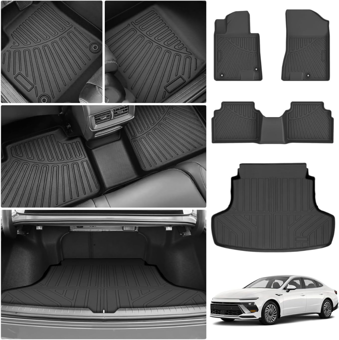 Cartist Floor Mats for Kia K5 (Only FWD Models) 2021-2026 & Hyundai Sonata/Sonata Hybrid 2020-2026, All Weather Cargo Liner for K5 Accessories, Heavy Duty Car Mats, Car Accessories