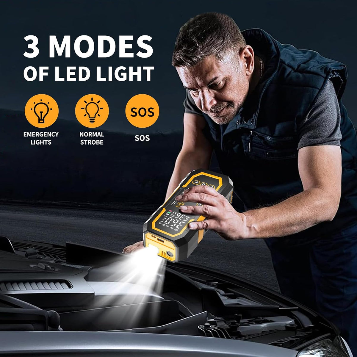 LEOWIN Jump Starter with Air Compressor Portable, Yellow