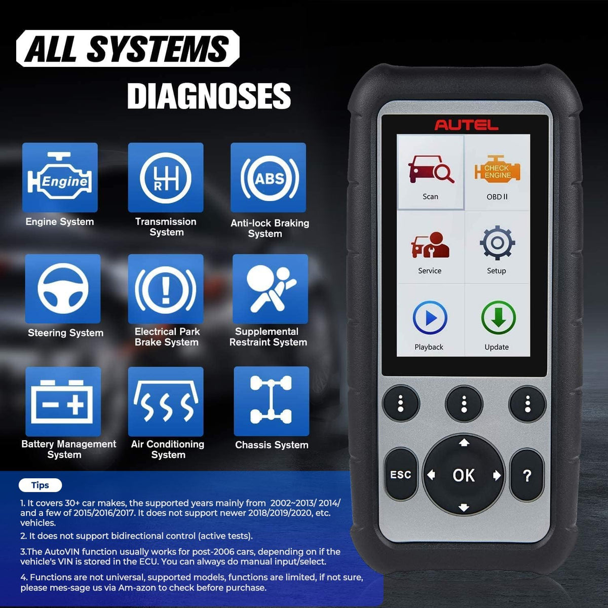 Autel MaxiDiag MD806 PRO OBD2 Scanner, Car All System Diagnostic Scan Tool