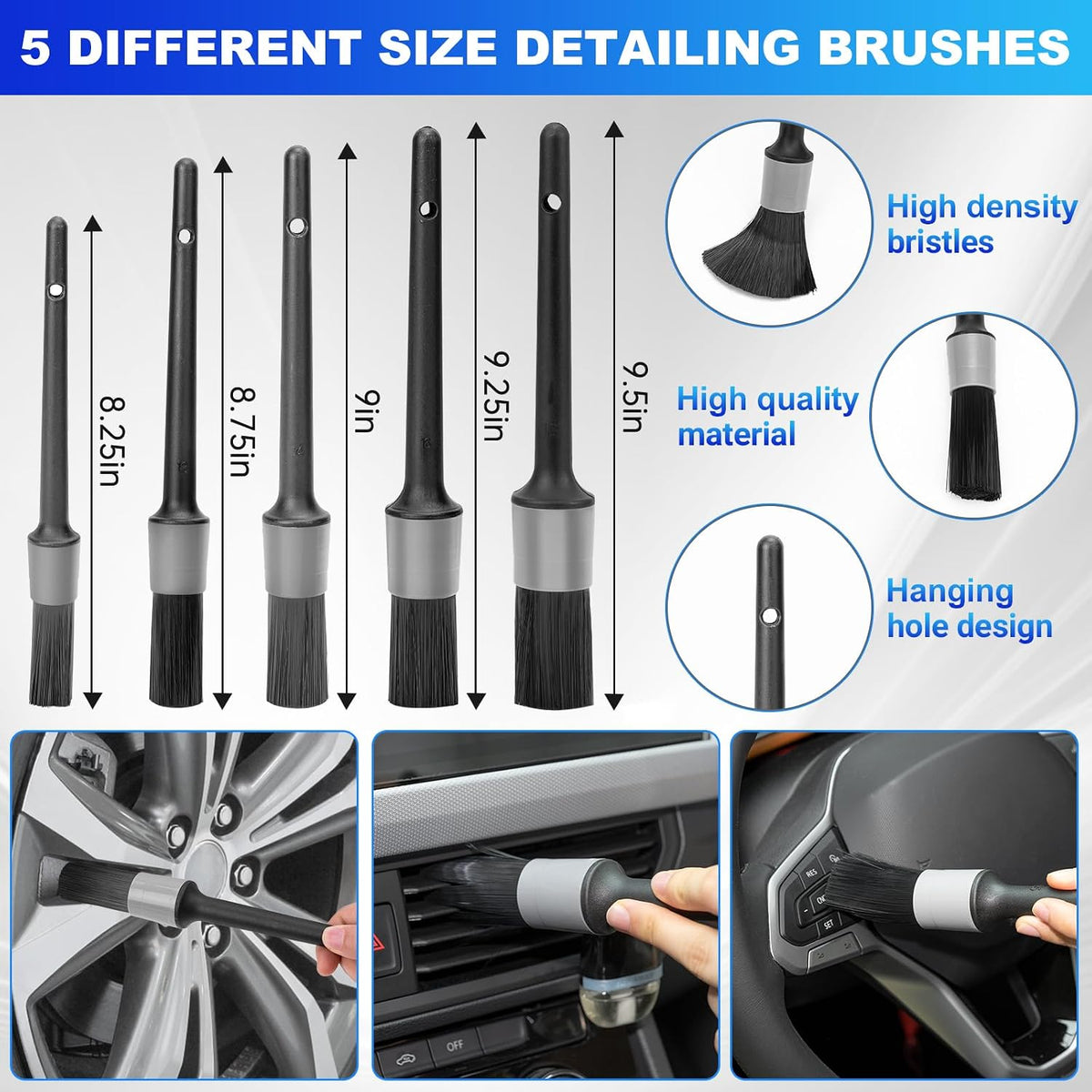 THINKWORK Windshield Cleaner Tool, Detailing Kit Interior with Brush Set