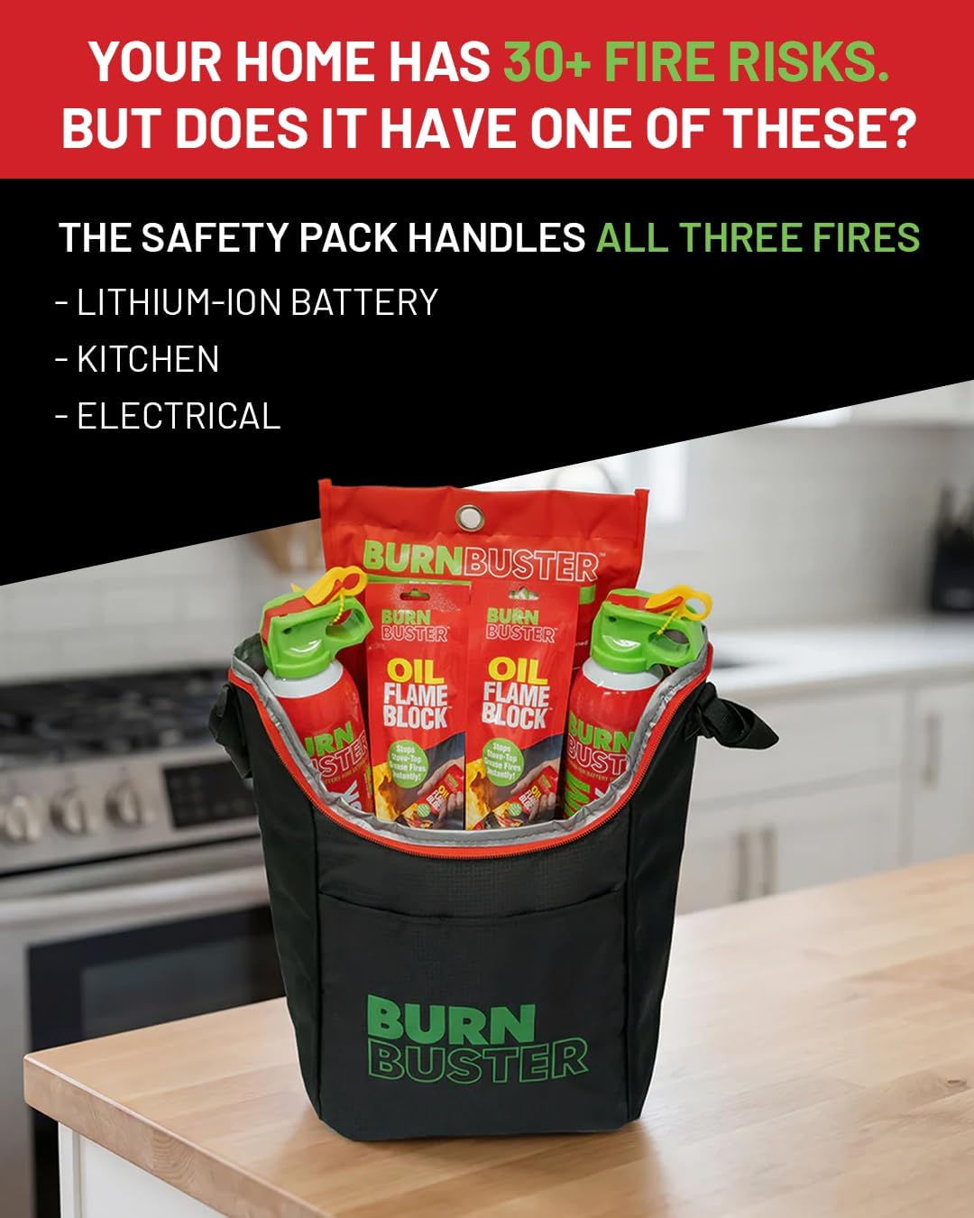 Fire Safety Pack of 6-2x Lithium-Ion Fire Suppression Gel, 2x Emergency Blanket & 2x Sachet for Oil & Grease Fires - 6-Piece Portable Compact Kit Suitable for Home, Kitchen, Camping, Car & More