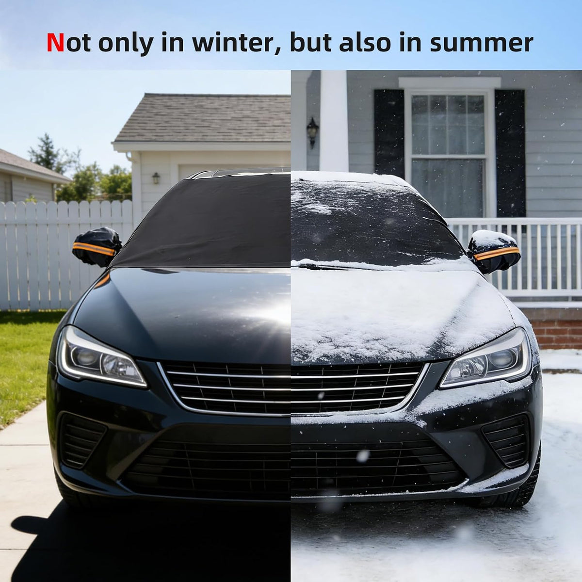 AggAuto Car Windshield Cover for Ice and Snow - 75x46in 600D Oxford Cloth, Anti-Theft & Reflective Side Mirror Covers, All-Season Sun/Snow Protection for Cars & SUVs