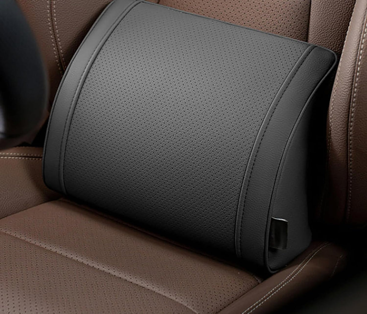 Ergonomic Headrest and Lumbar Support Set for CarSeats, Leather Car HeadrestPillows, Luxurious MemoryFoam Car NeckPillow (Red, Headrest Cushion)