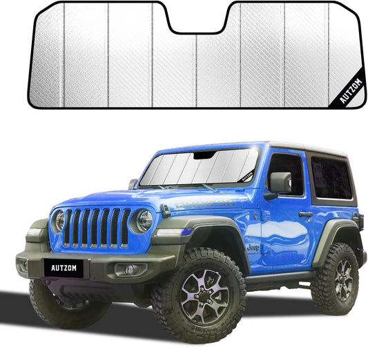 Windshield Sun Shade for Jeep Wrangler 2018-2026, Gladiator 2020-2026, Custom-fit Windshield Cover, Protect Dashboard, Foldable Car Window Shades – Wrangler & Gladiator Accessories