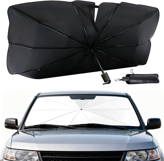 General Windshield Sun Shade Umbrella,Vinyl Titanium Silver Coating Heat Shield, UV Protection Protects car interiors,Suitable for Multiple Vehicle Models Large Foldable,55" L x 31.5" W