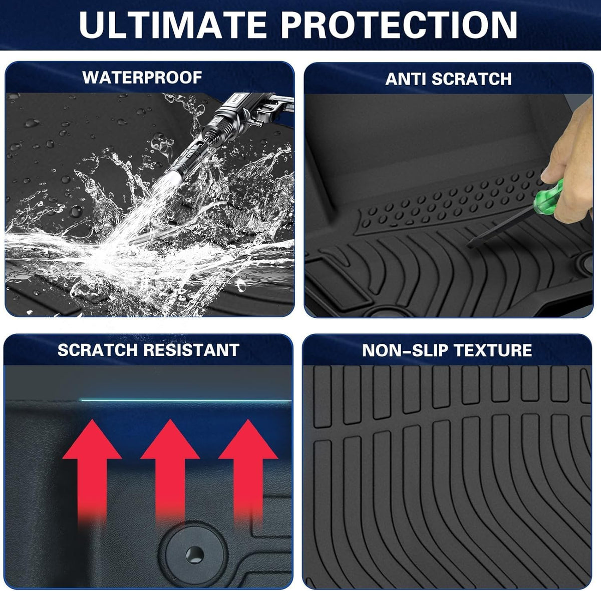 Car Floor Mats for 2012-2018 Ford Focus,All Weather TPE Rubber Full Set Includes 1st 2nd Row Front Maximum Coverage,Non Slip (for 2012-2018 Ford Focus)