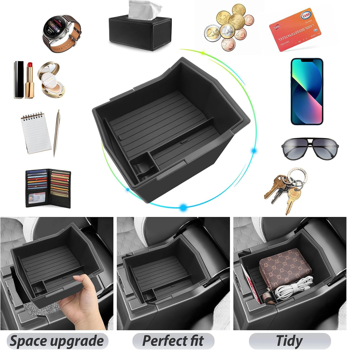 SKTU 2-Pack for 2025 Subaru Forester Center Console Organizer for 2025 Subaru Forester (Base/Premium/Sport/Limited/Touring) Console Tray Subaru Forester 2025 Accessories Double Layers