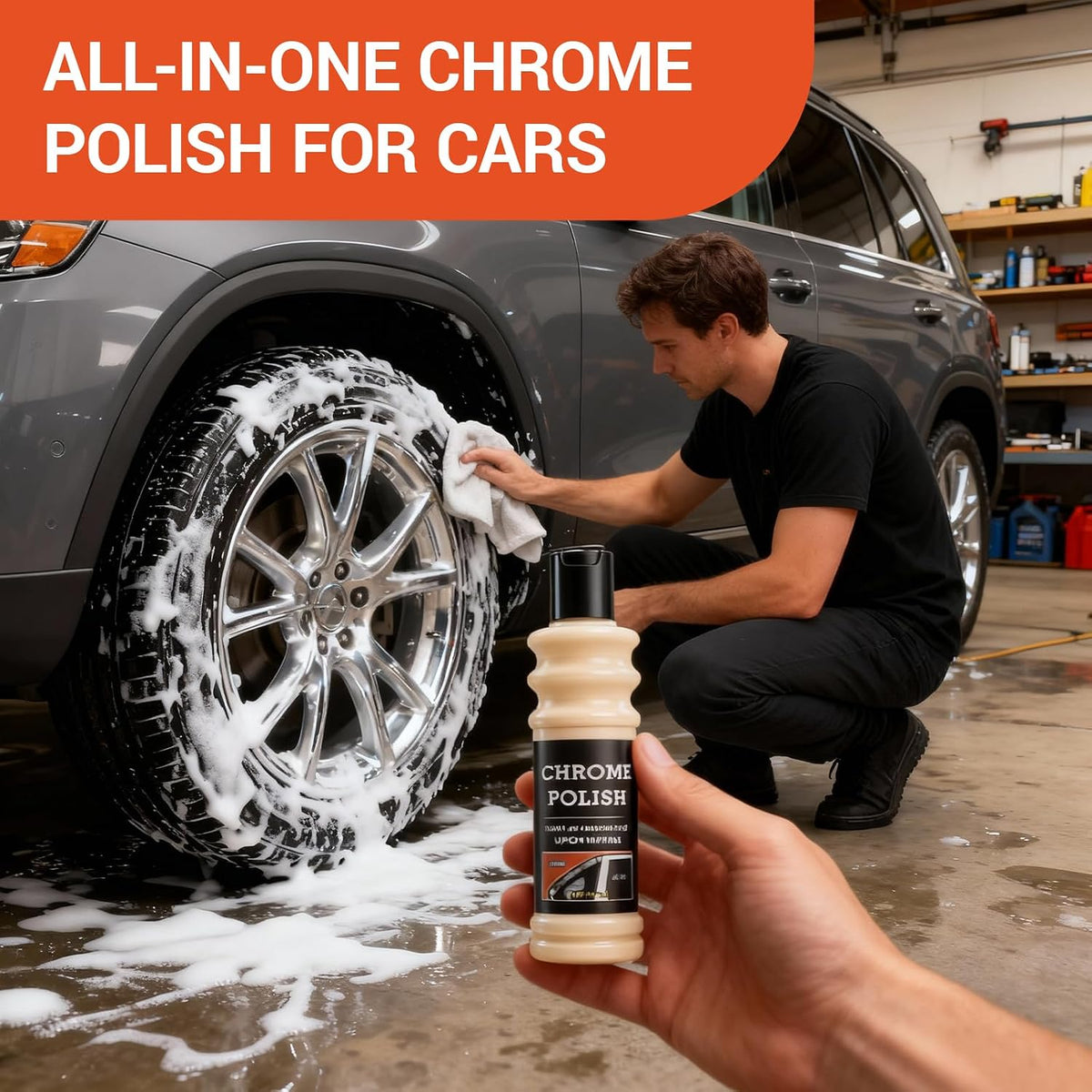 Chrome Cleaner and Metal Polish, Car & Motorcycle Wheel Restorer, 150ml