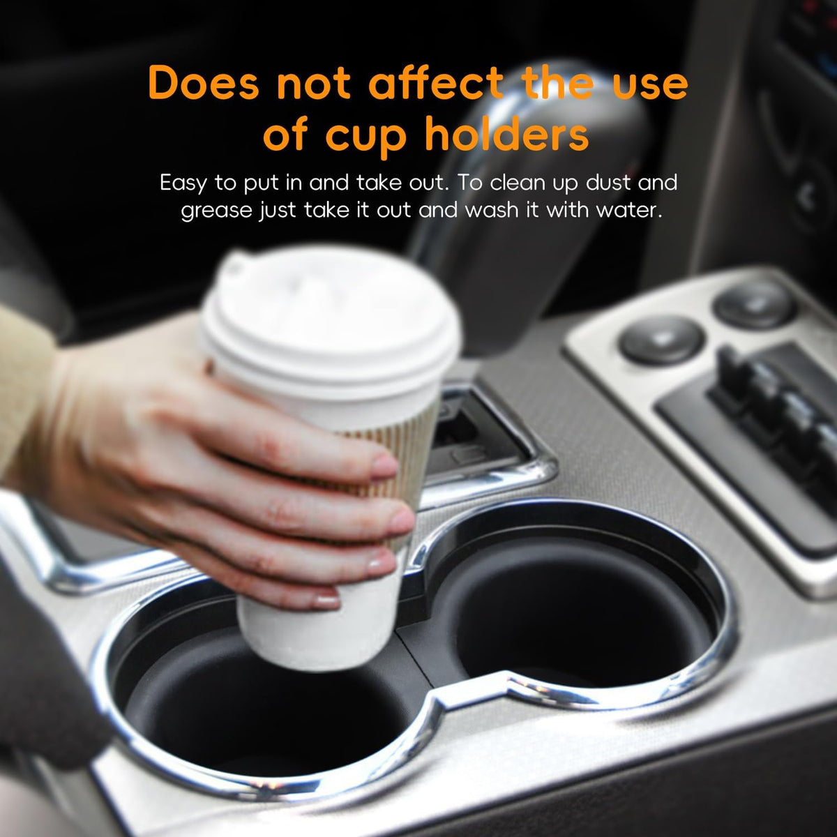 Front Console Cup Holder Inserts Replacement Compatible with Ford F150 2009-2014 with Flow Through Console 9L3Z-1513562-CB (2pcs)