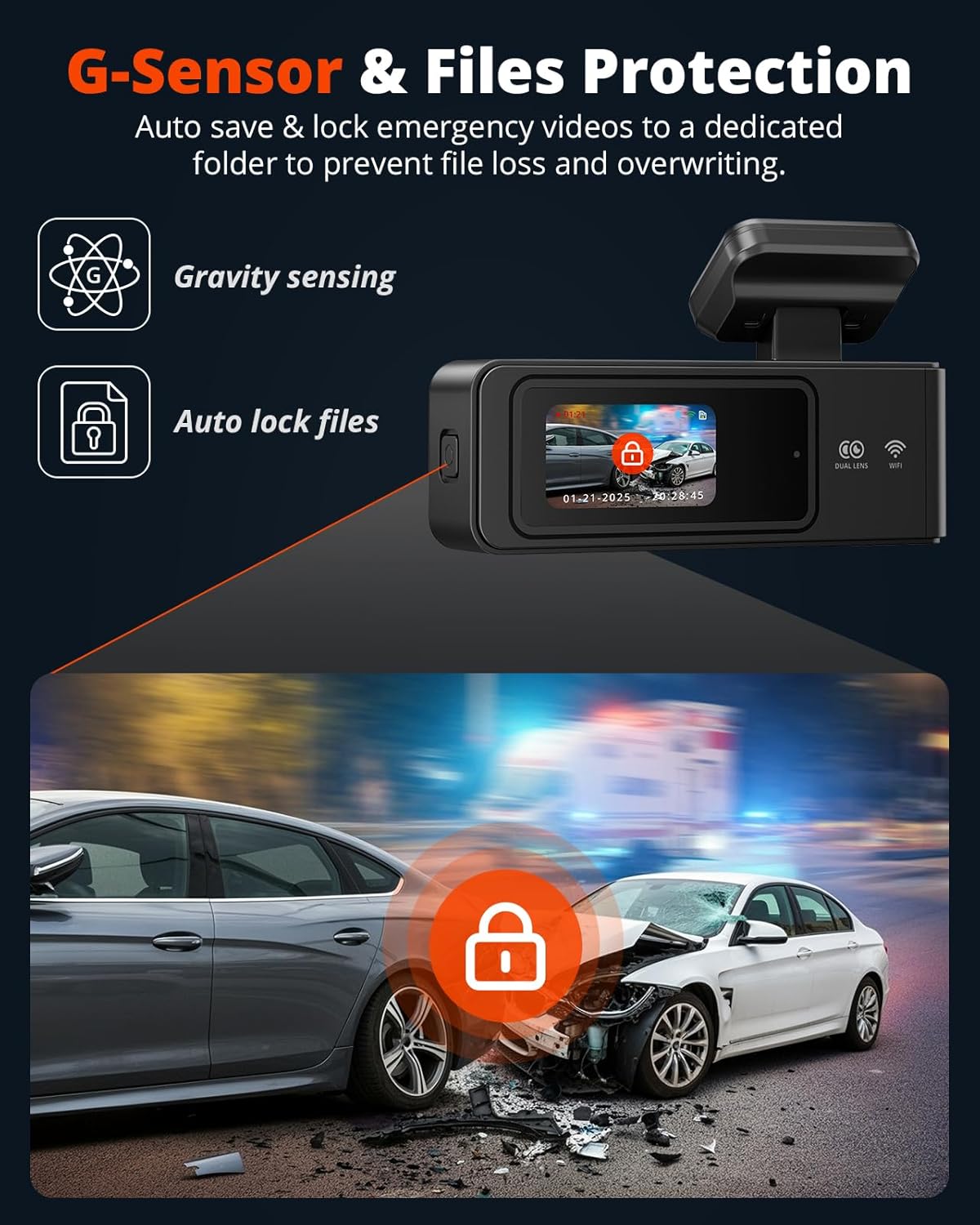 Wireless Dash Cam Front and Rear 2K, WiFi APP Dash Camera for Cars with 1.5'' Screen, Mini Dashcam Front and Back Support G-Sensor/Time Lapse 2 Kinds Parking Monitor