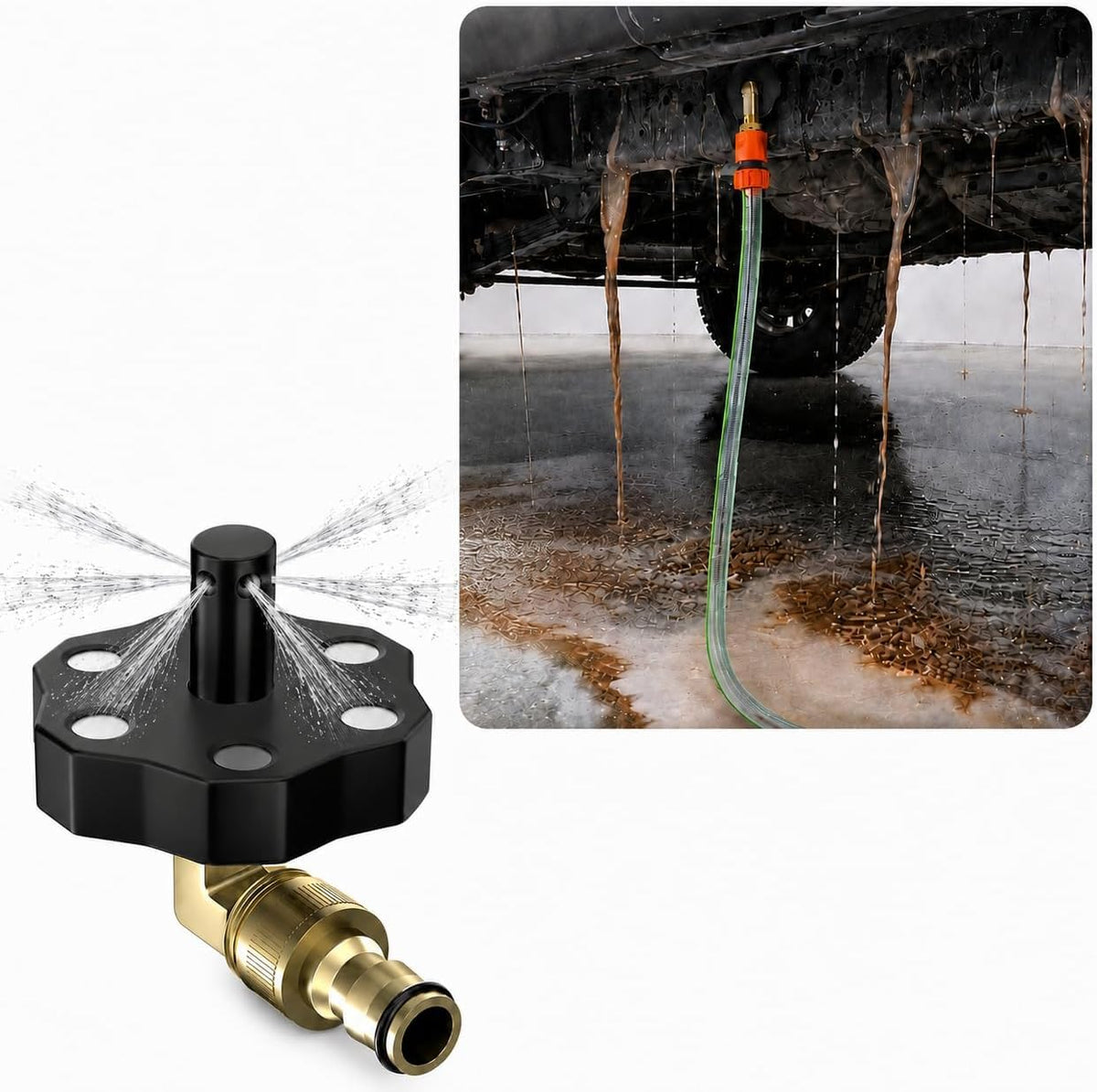 Magnetic Chassis Flusher Kit, Truck Frame Flusher for Undercarriage Cleaning, Car Chassis Washer Flusher Tool for Garden Hose