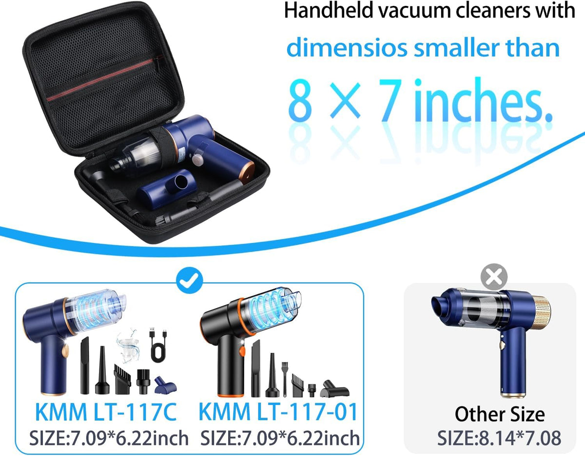 Hard Case for Handheld Car Vacuum Cleaner, Compatible with KMM LT-117C 9000Pa Car Vacuum Cleaner Air Duster, Portable Storage Carrying Bag, Black(Case Only)