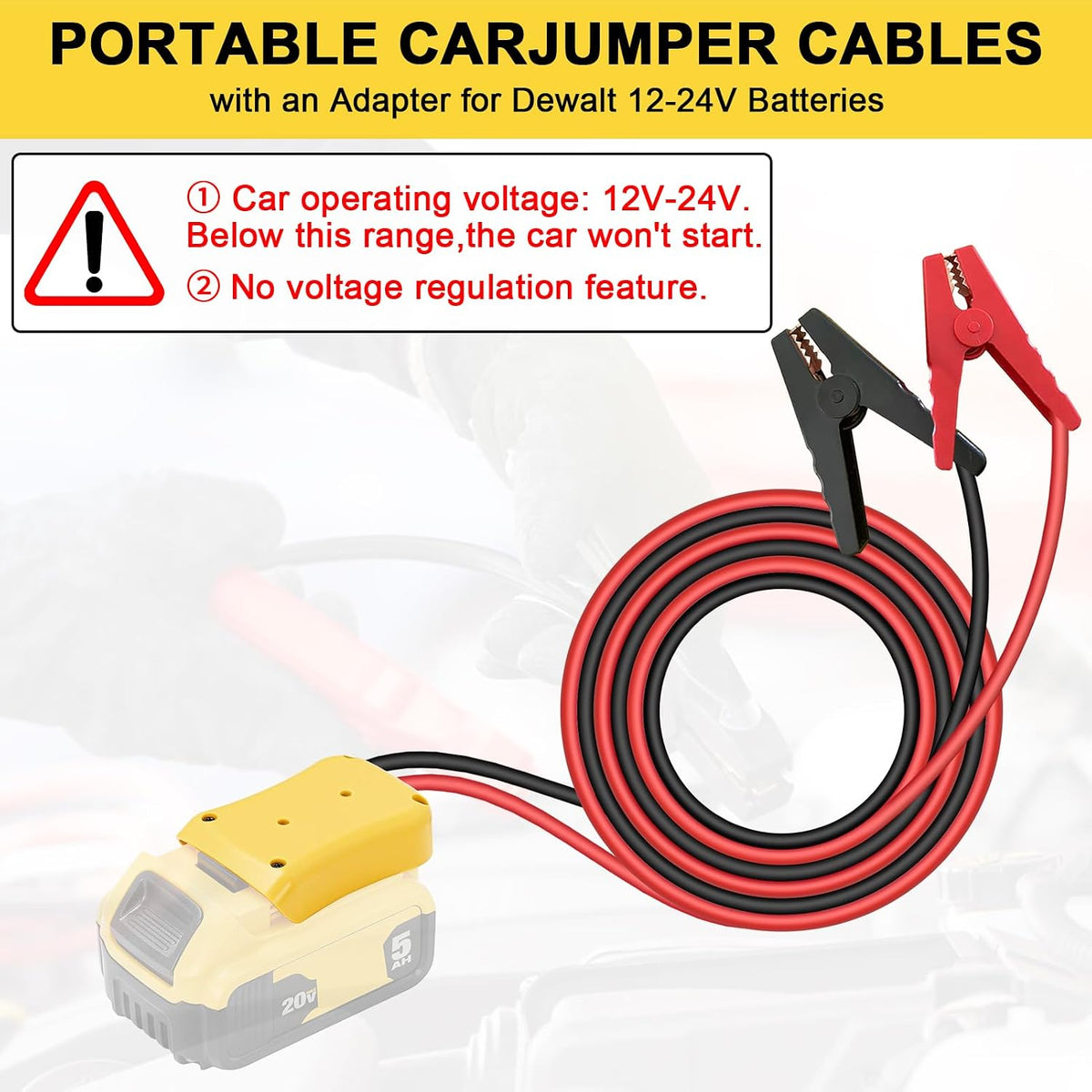 Jumper Cable Clamps for DeWalt Jump Starter, 3.28FT Cable