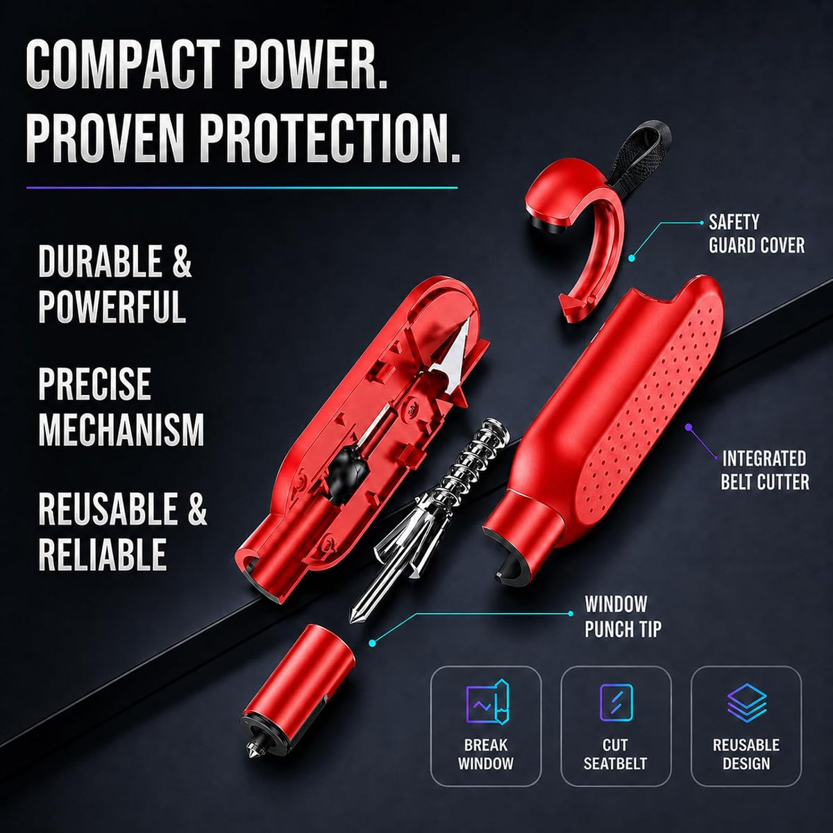 Car Escape Tool, Car Glass Window Breaker Key Chain