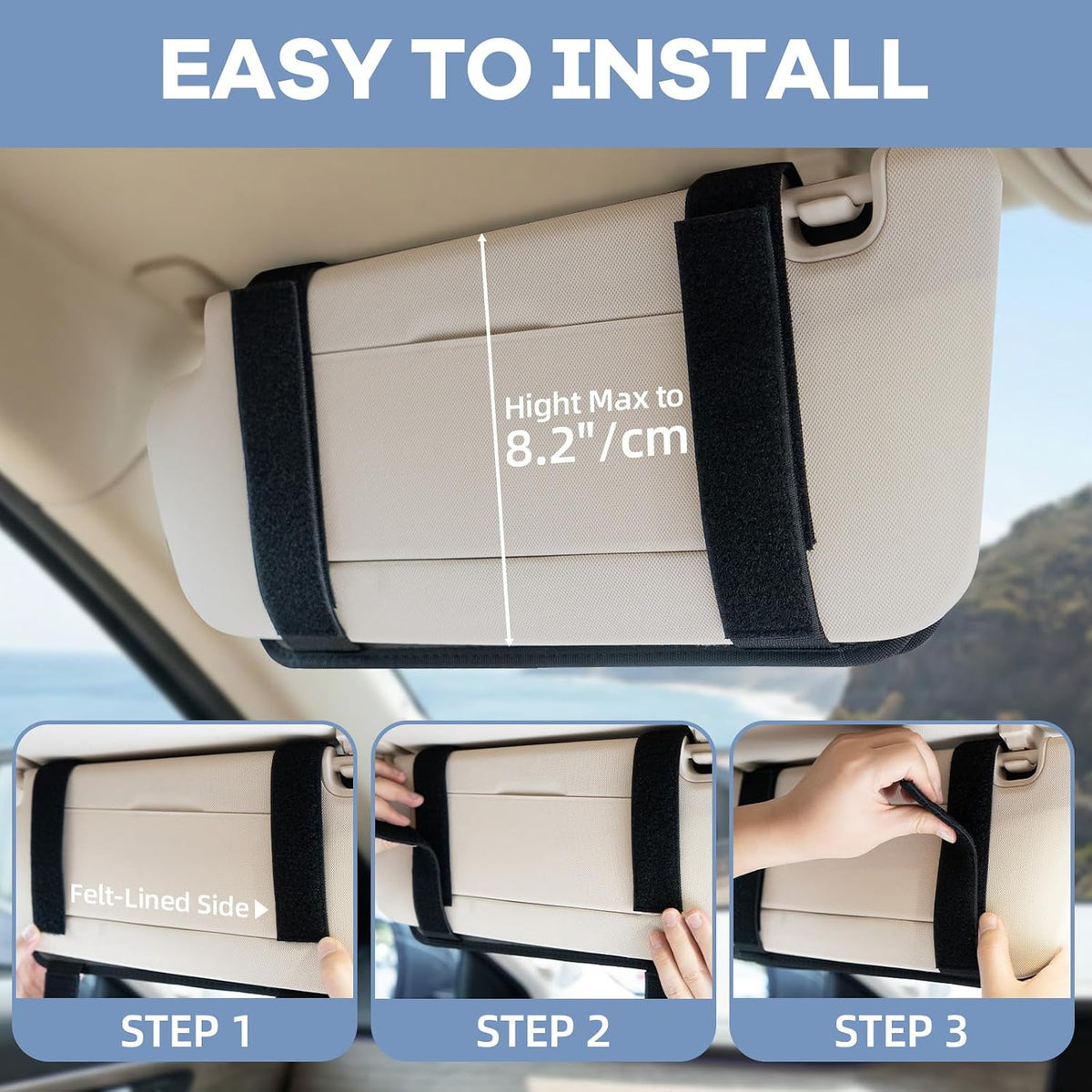 TICARVE Car Sun Visor Organizer Heavy 1000D Nylon MOLLE Pouch Zipper Black