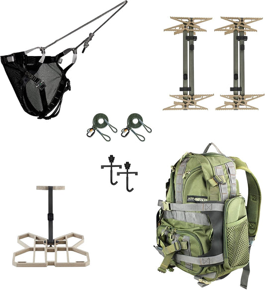 XOP Full RUT - Full Mobile Saddle Hunting System - Invader Saddle Platform, Mutant Saddle Harness, 4 Pack of X2 Sticks, J Hook Stick Carrying System, Striker Pack (2025)