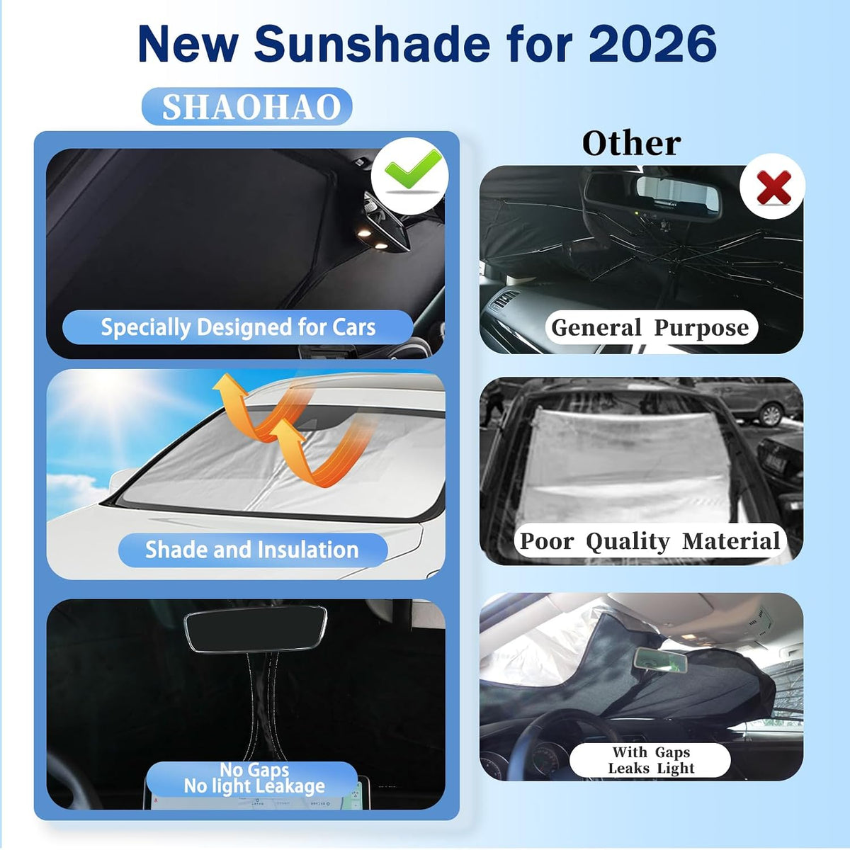 SHAOHAO for 2026 2027 Hyundai Palisade Car Windshield Sun Shade, for 2026 2027 Hyundai Palisade Accessories Foldable Front Window Sunshade Heat Reflective Interior Cool UV Ray Blocking Sun Protection