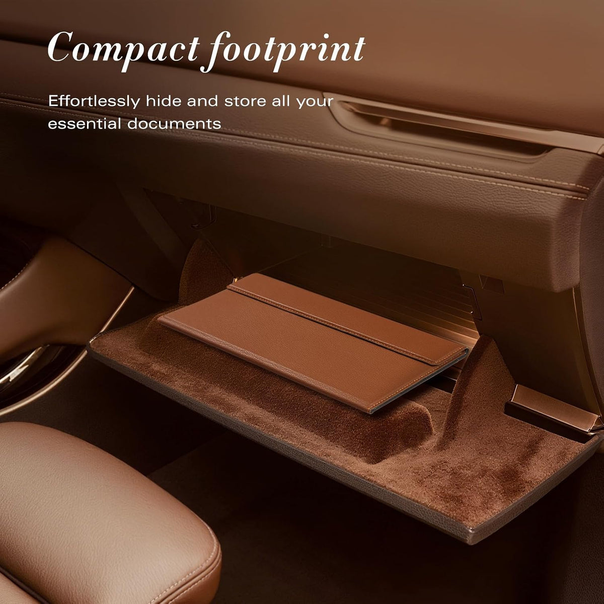 CoBak Leather Car Registration and Insurance Holder with Magnetic Compartment - Vehicle Glove Box Organizer for Driver License, Cards, Emergency Cash - Auto Truck Accessories Case, Lychee Brown
