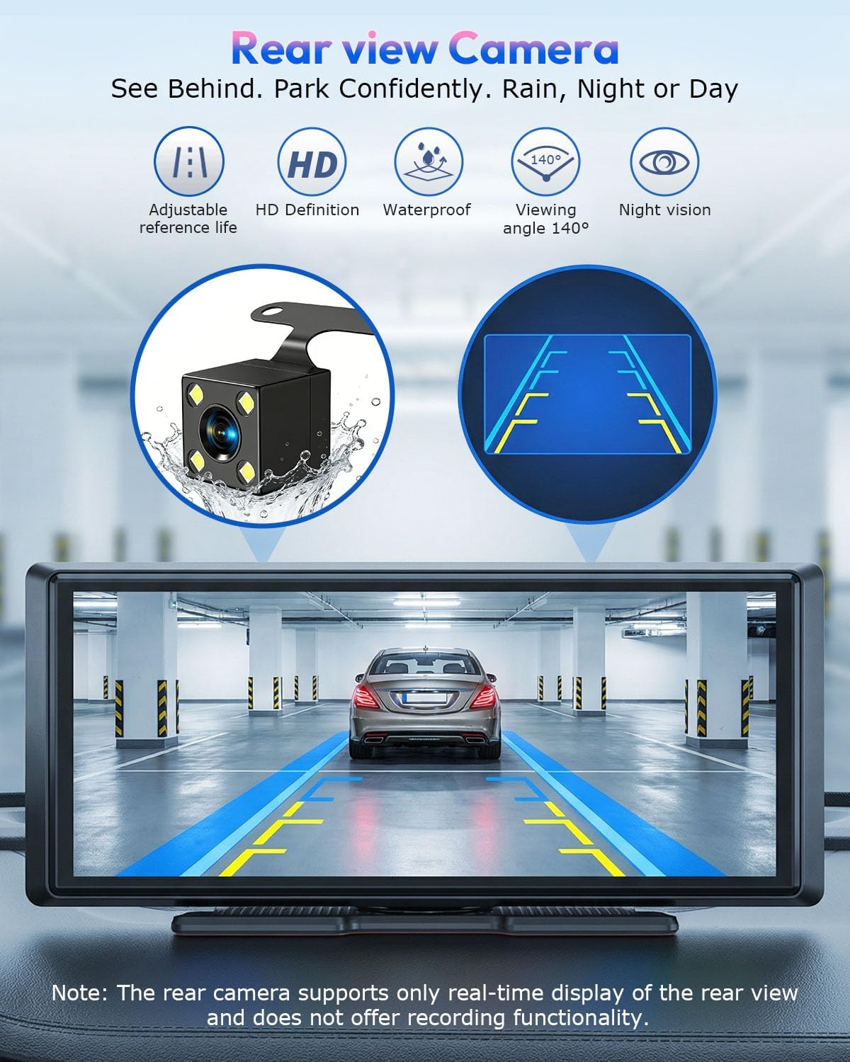 ESSGOO 8.1" Wireless CarPlay & Android Auto Screen for Car with HD Back Cam