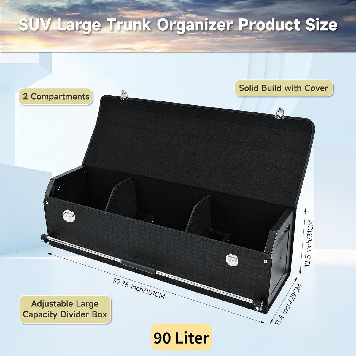 SUV Trunk Organizer, Leather Trunk Storage Organizer, Car Cargo Storage Box