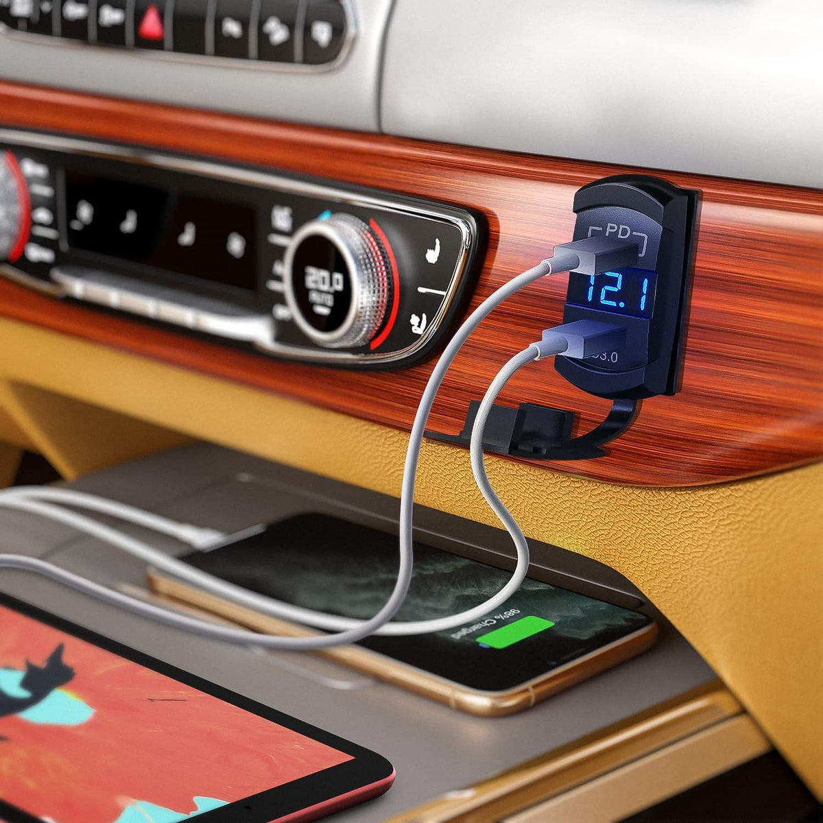 Nilight Rocker Switch Style PD Type C and USB Outlet LED Voltmeter